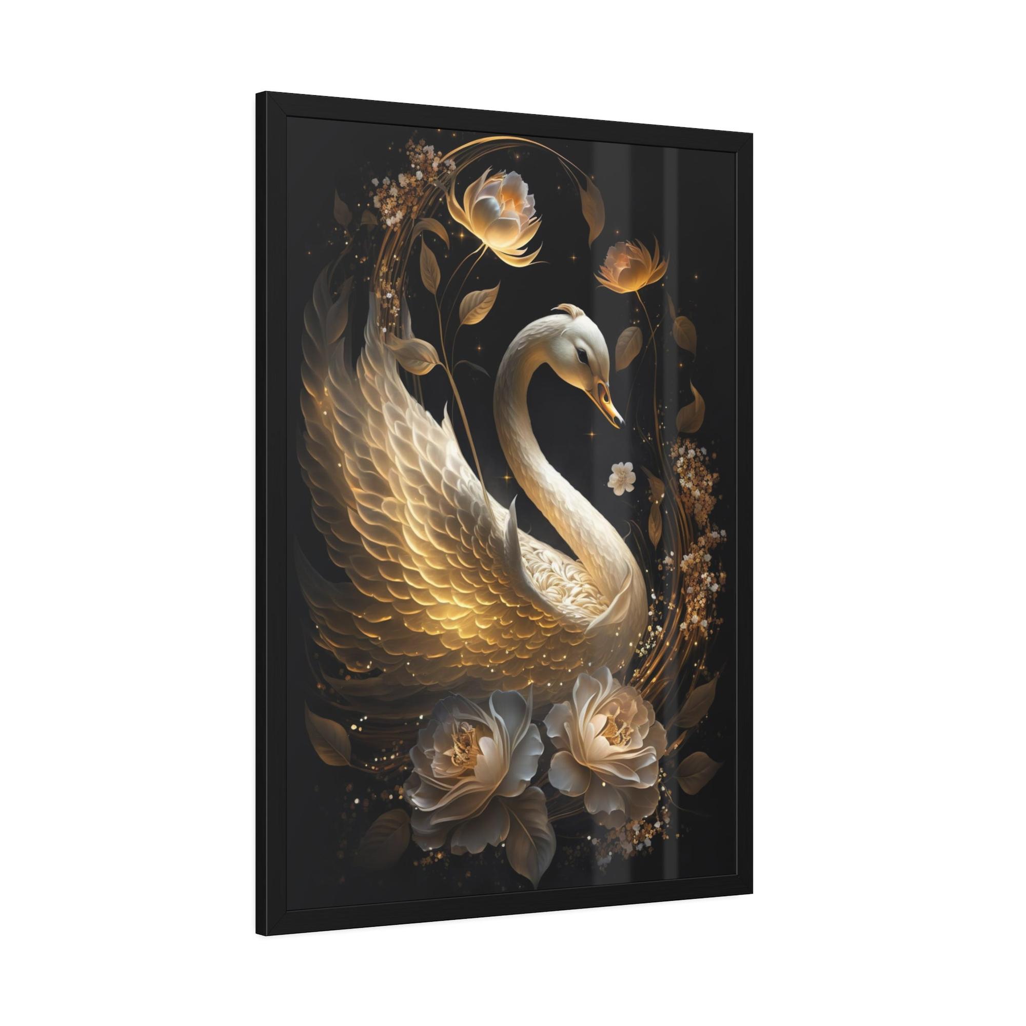 Swans Tranquil Beauty: Canvas Art Displaying the Serenity of Swan in a Peaceful Setting