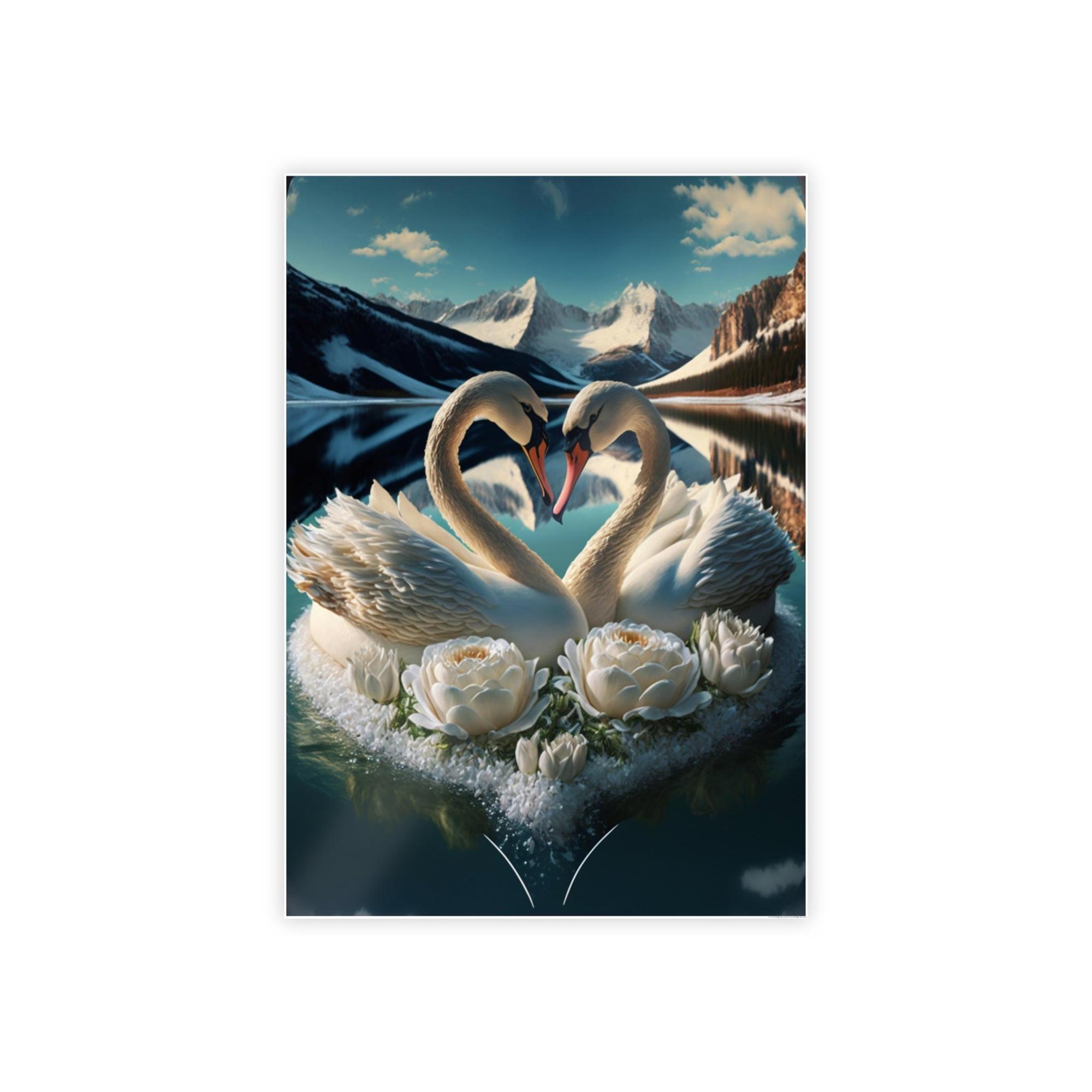 Swans The Majesty of Swans: Framed Canvas Print of These Beautiful Birds in Their Natural Element