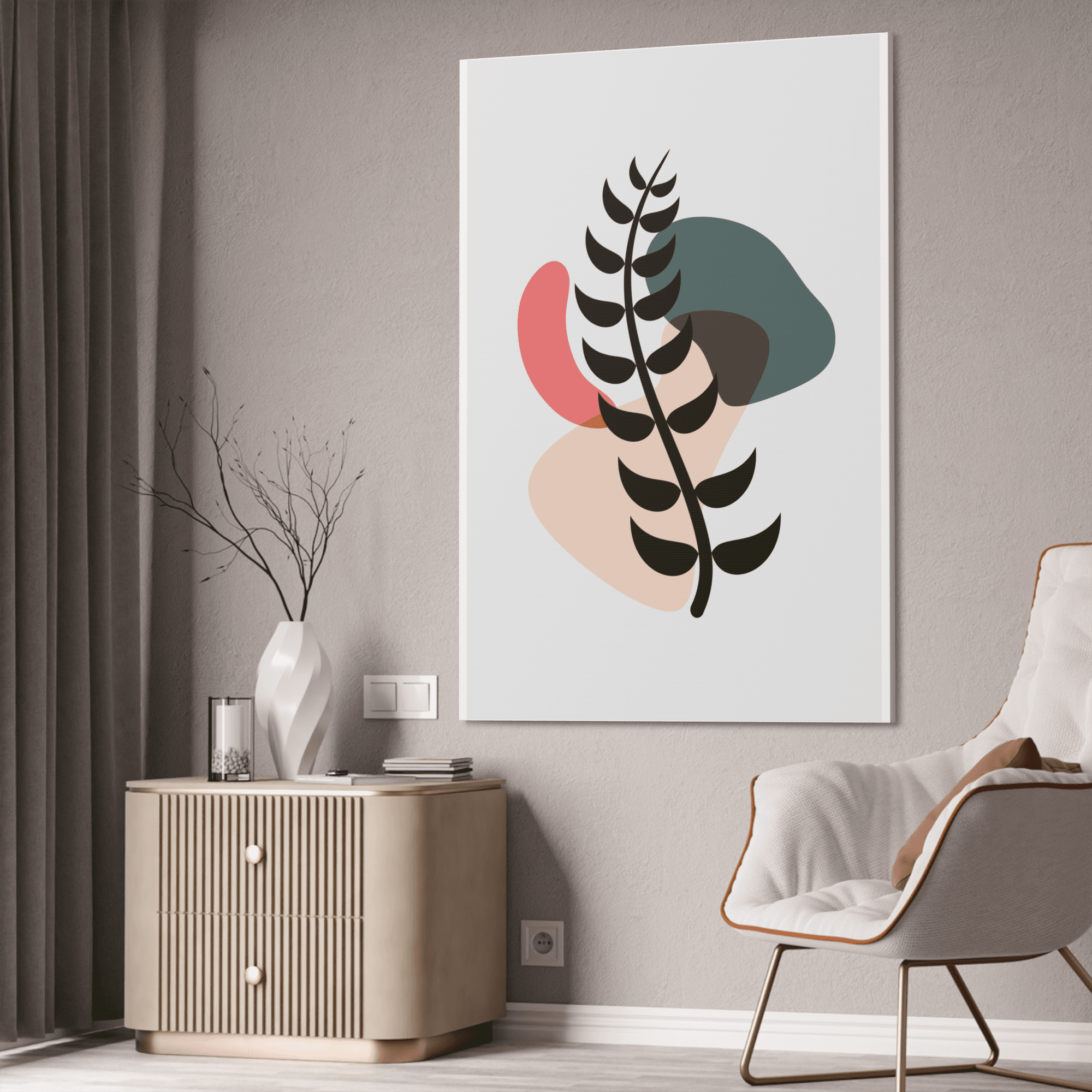 Abstract Minimalist Natural Canvas Art: Abstract Minimalist Design with Earthy Tones