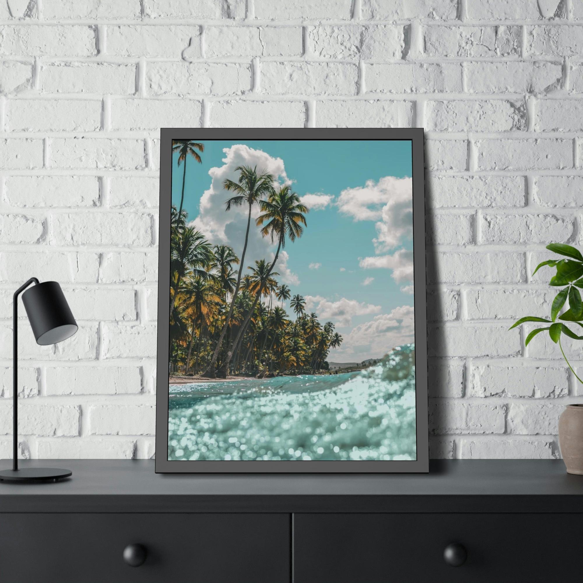 Beaches Tropical Retreat: Stunning Poster of a Sandy Beach with Palm Trees