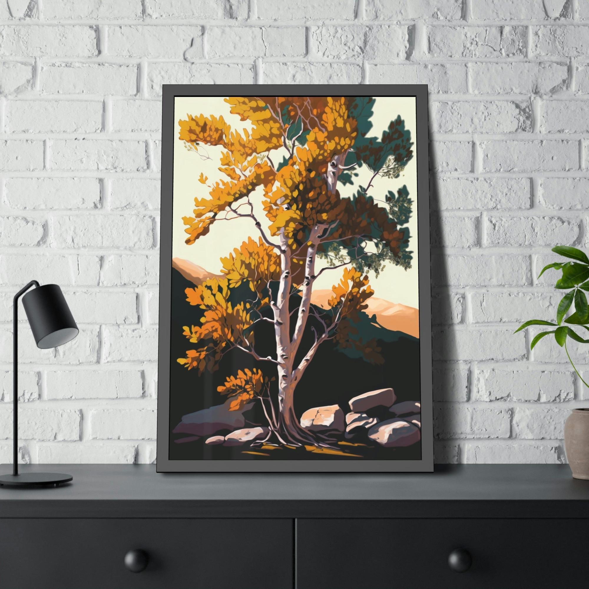Aspen Trees The Enchantment of Fall: Framed Canvas & Poster Print of Aspen Trees in the Forest