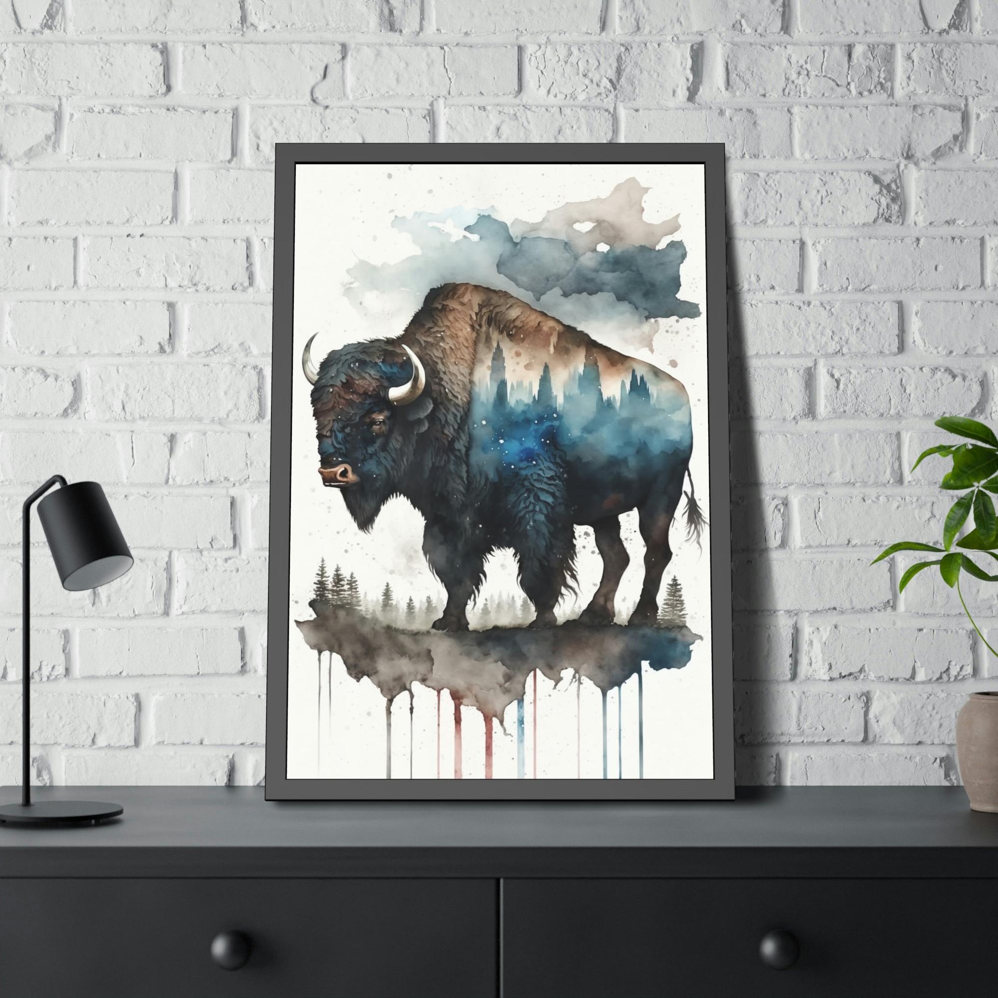 Buffalos A Lone Buffalo in the Wild: An Inspiring Artwork on Canvas & Poster