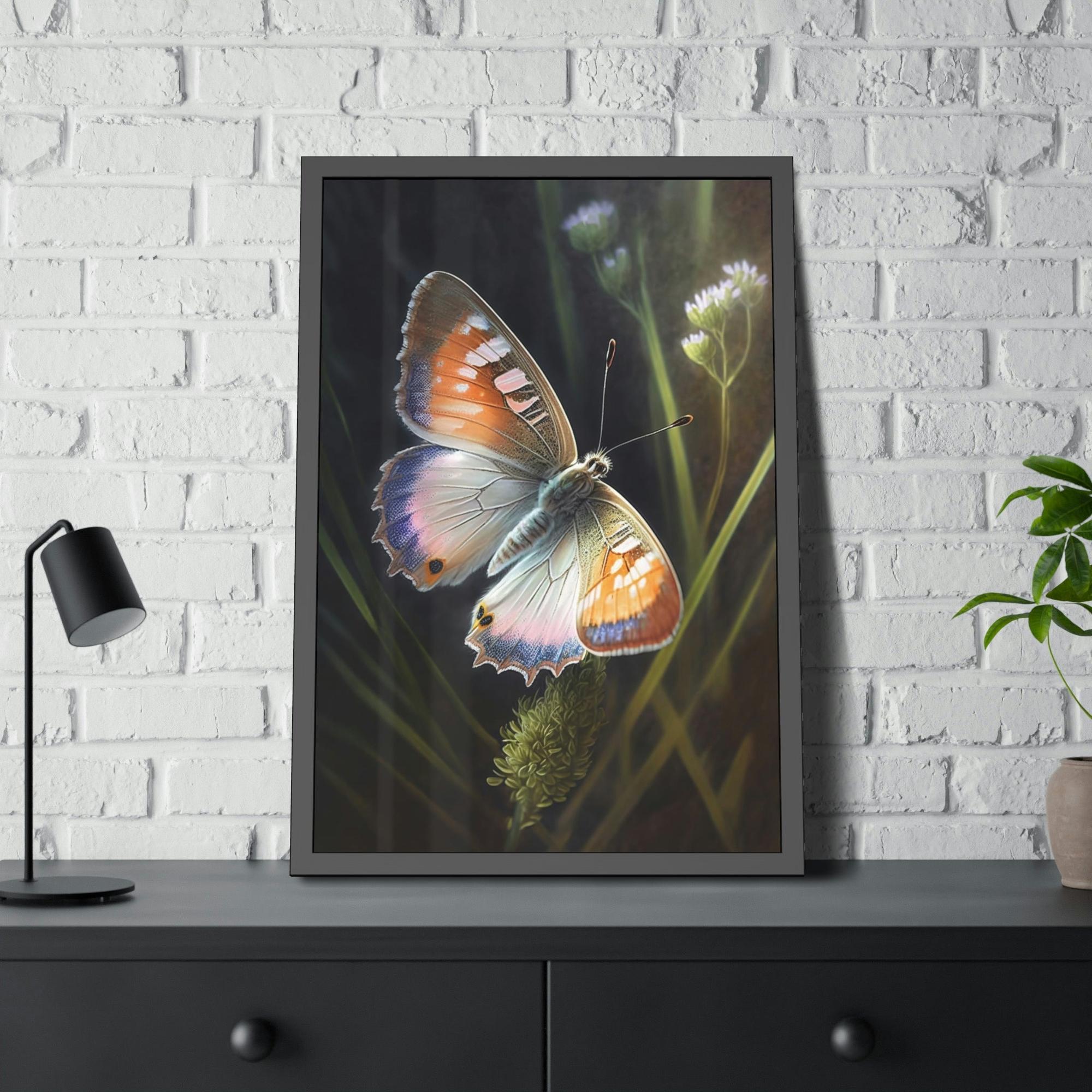 Butterflys Butterfly's Solitude: Framed Poster & Canvas Print of One Insect in Tranquility