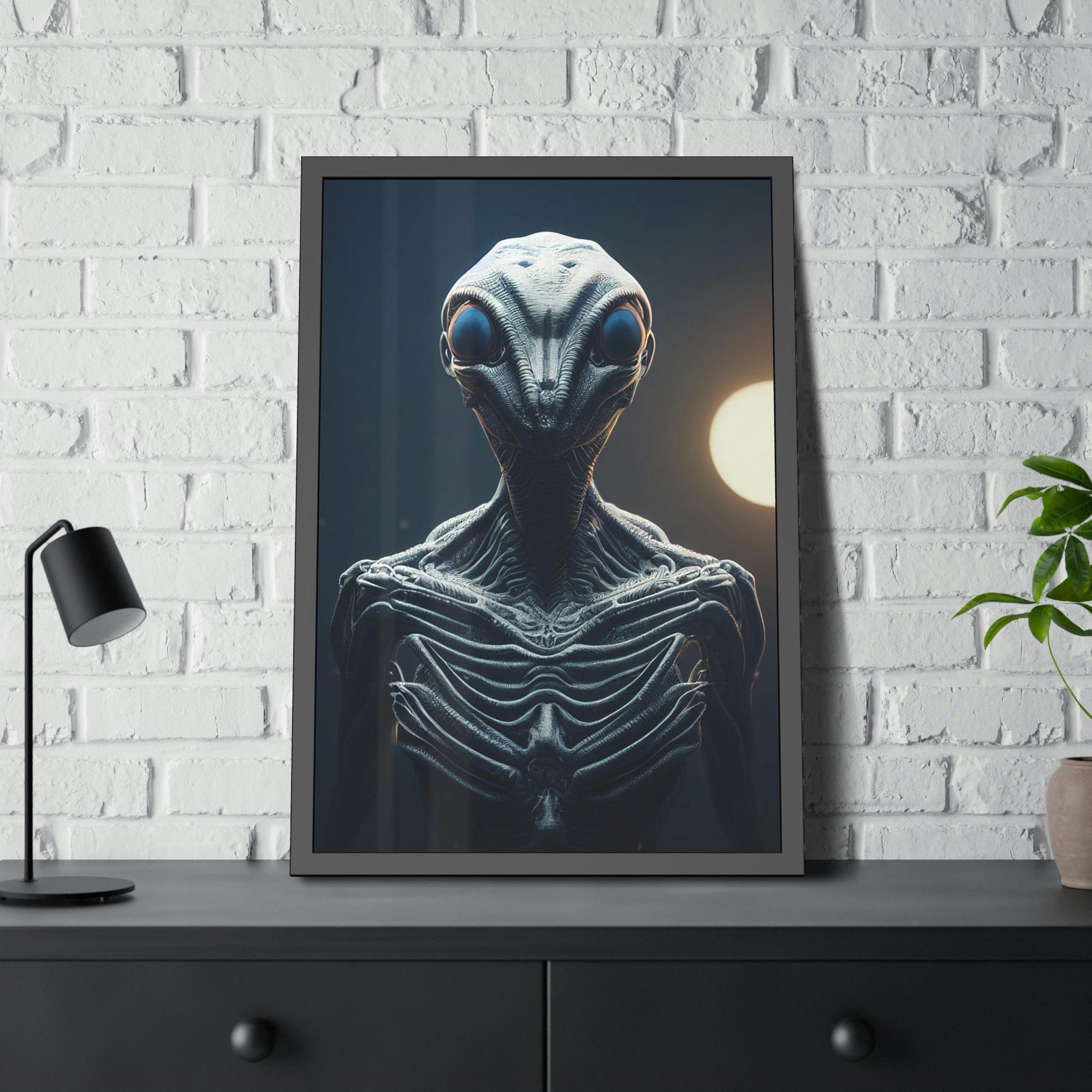 Aliens Beyond Our World: Framed Canvas Art Featuring a Mystical Alien