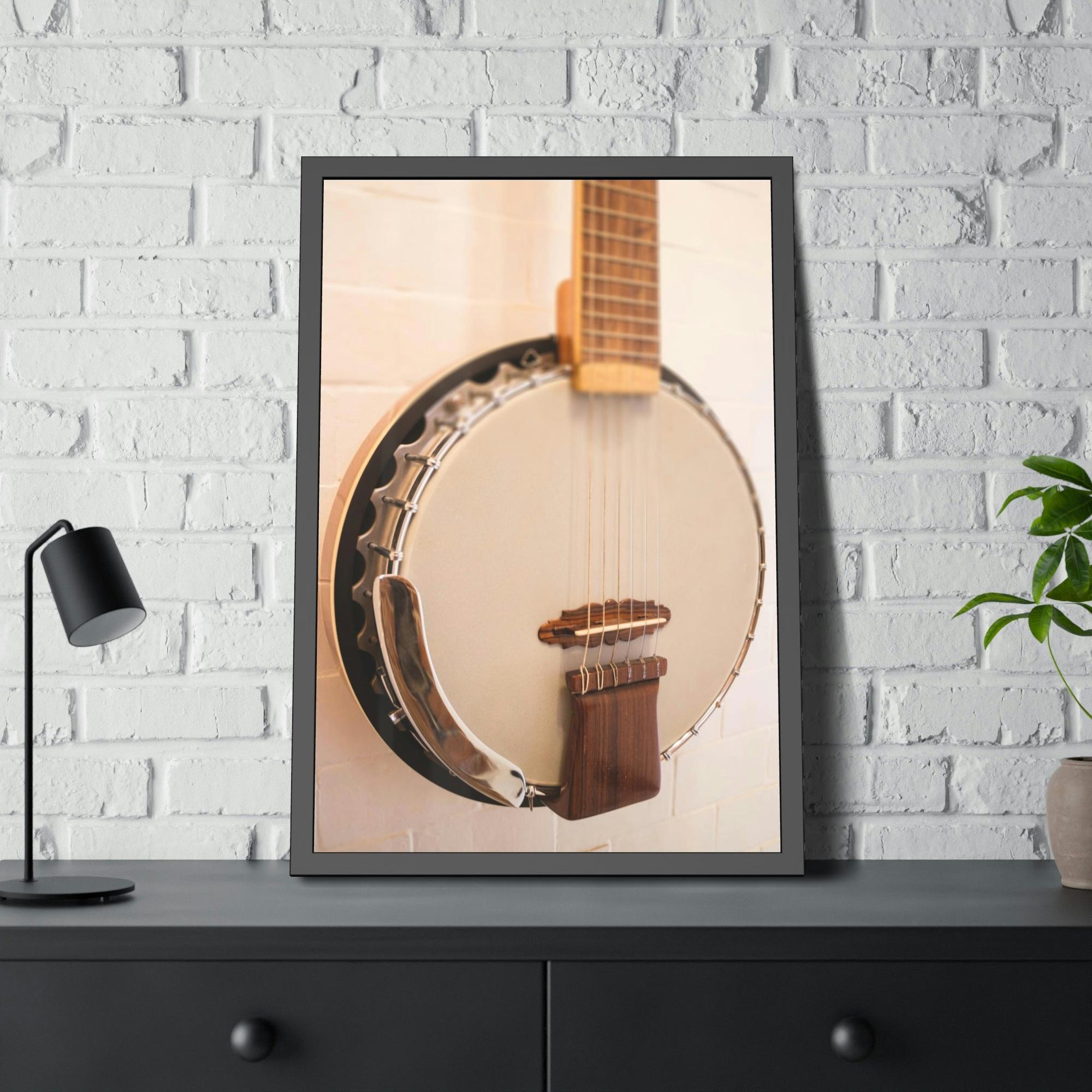 Banjo Melodic Strings: Art Print on Canvas with a Close-Up of a Banjo