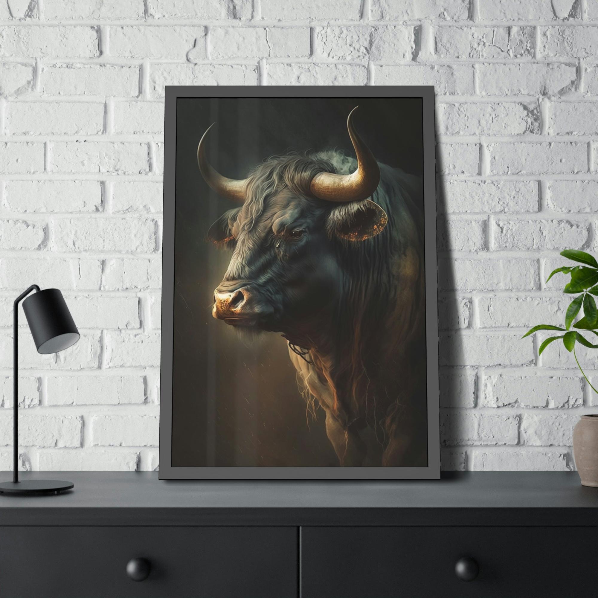 undefined Bull's Strength: Canvas Wall Art Print of Majestic Horned Animal