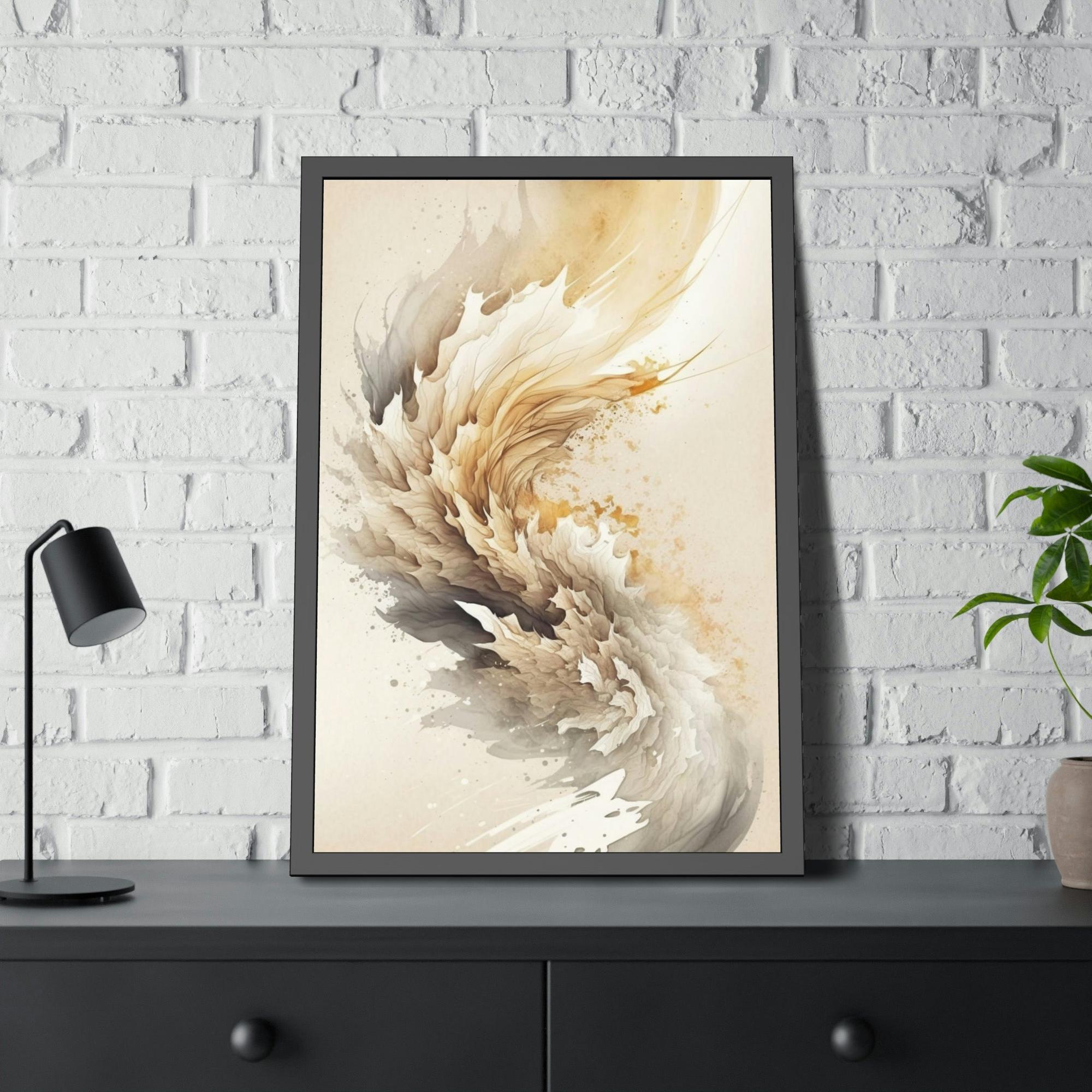 Beige Art Neutral Beauty: Framed Canvas Print Featuring a Beige Color Palette
