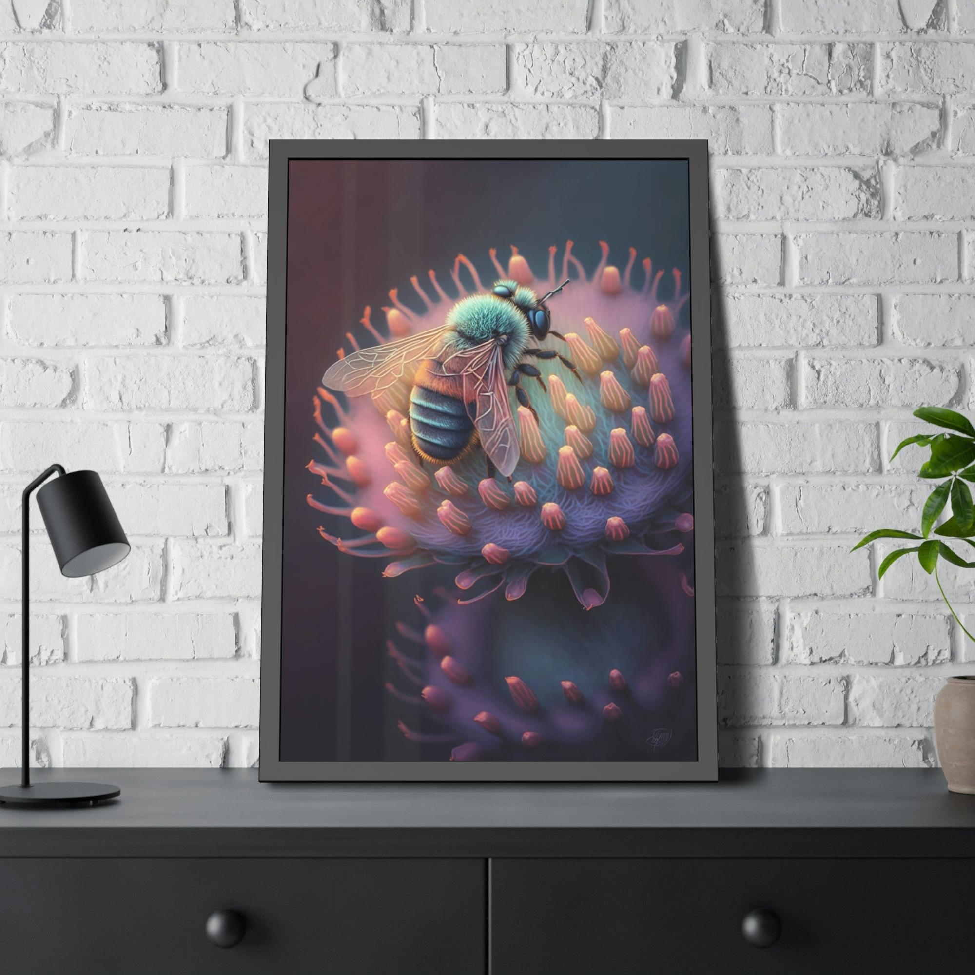Bees A Busy Bee's Day: Canvas & Poster Wall Art of a Bee Collecting Nectar from Sunrise to Sunset
