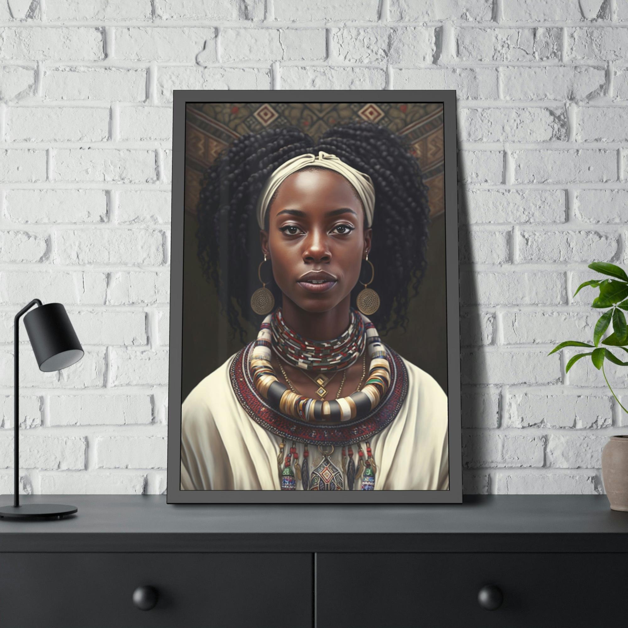 African Vibrant Colors of Africa: Stunning Framed Canvas of a Graceful Lady