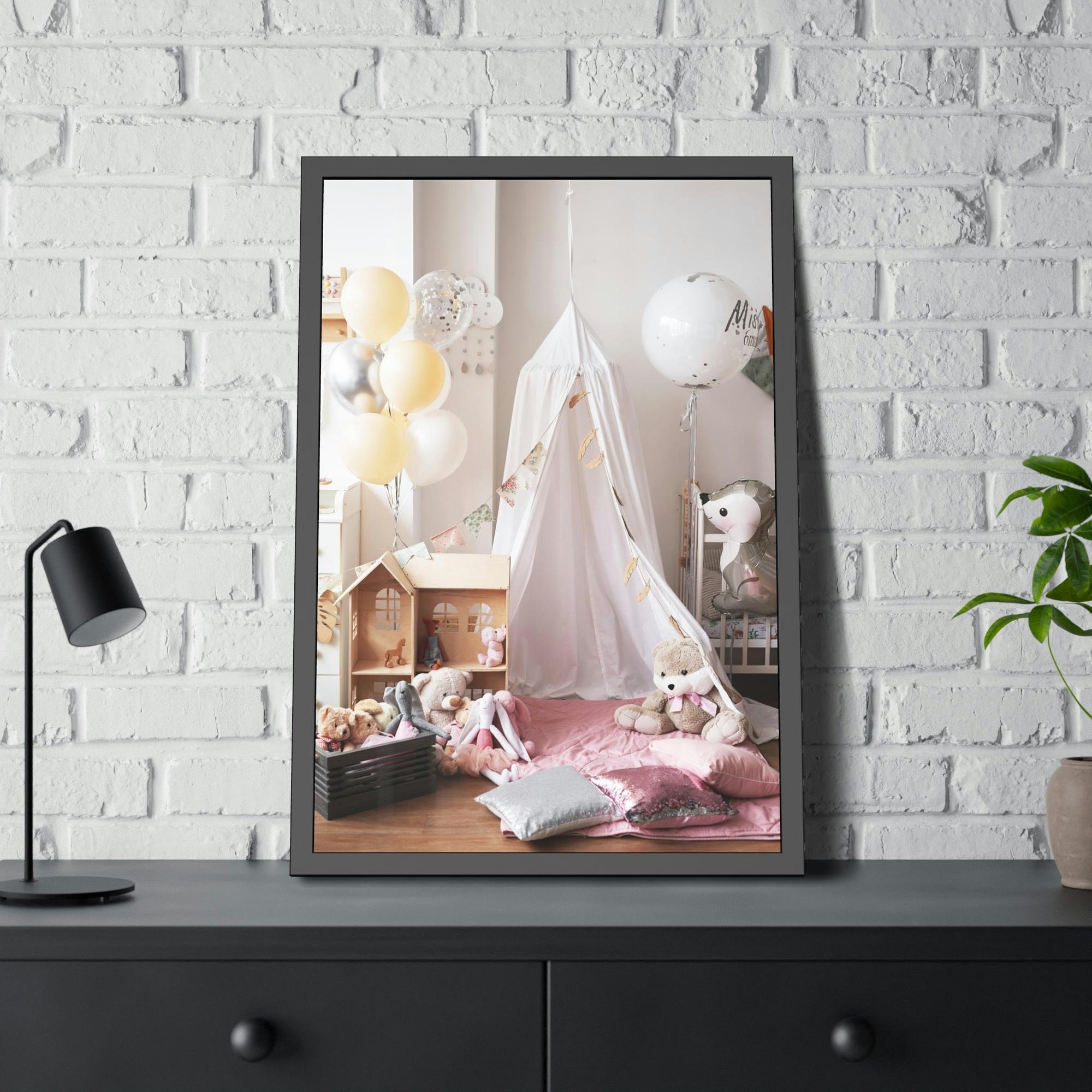 Girls Room Princess Dreams: Elegant Framed Canvas for Girls Room Wall Decor