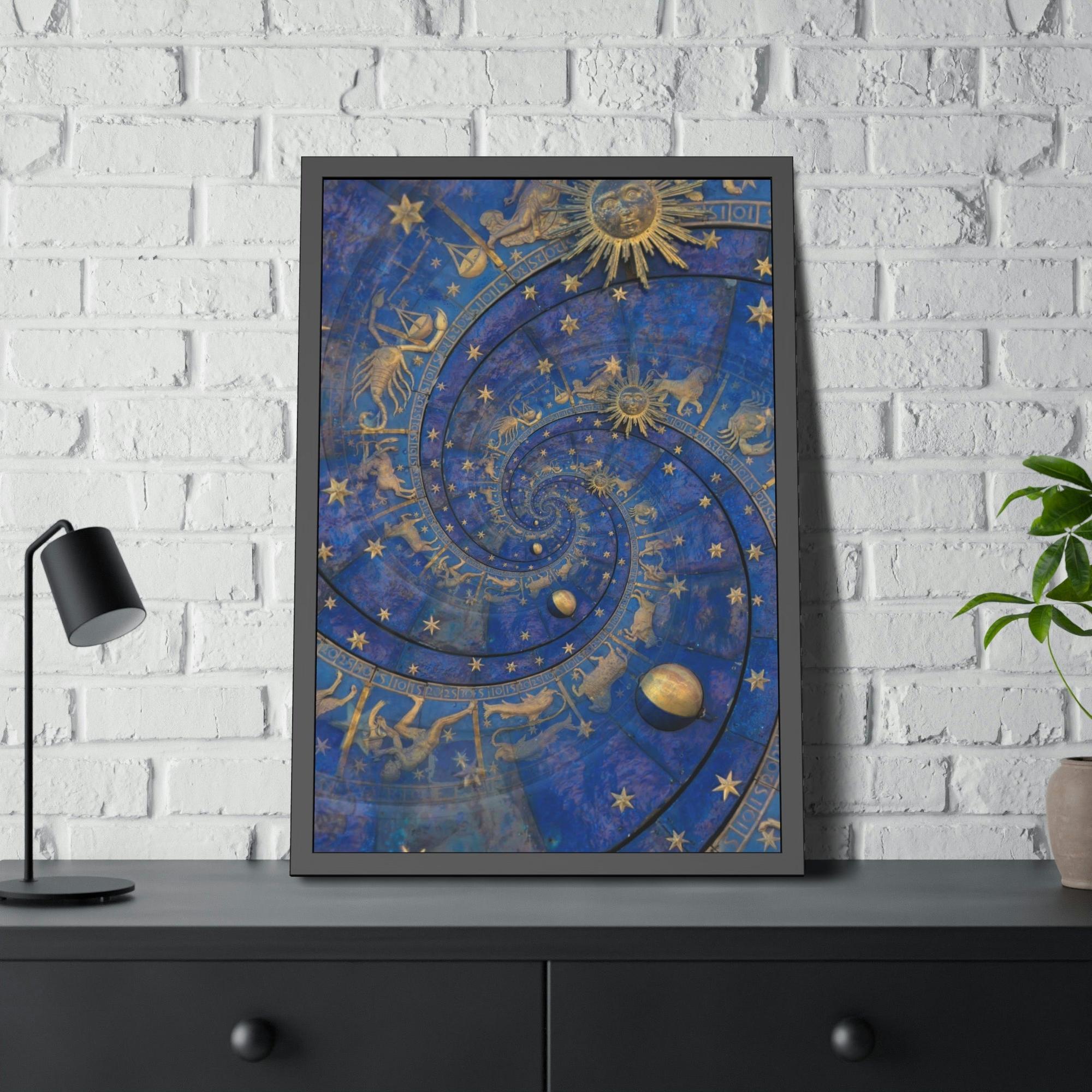 Zodiac Zodiac Symbols in the Sky: Abstract Framed Poster Art for Home