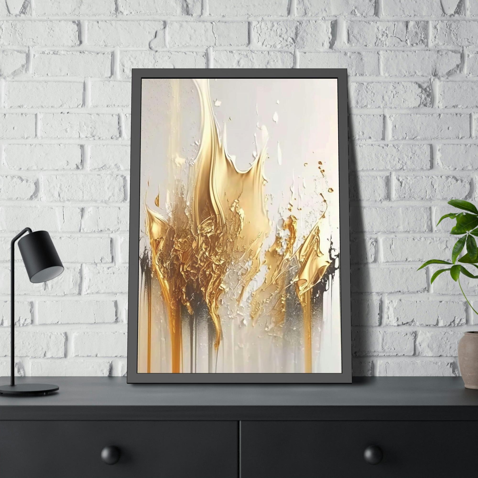 Gold Abstract Art Gilded Beauty: Print on Canvas of a Glamorous and Rich Abstract Art in Gold Hues on Natural Canvas