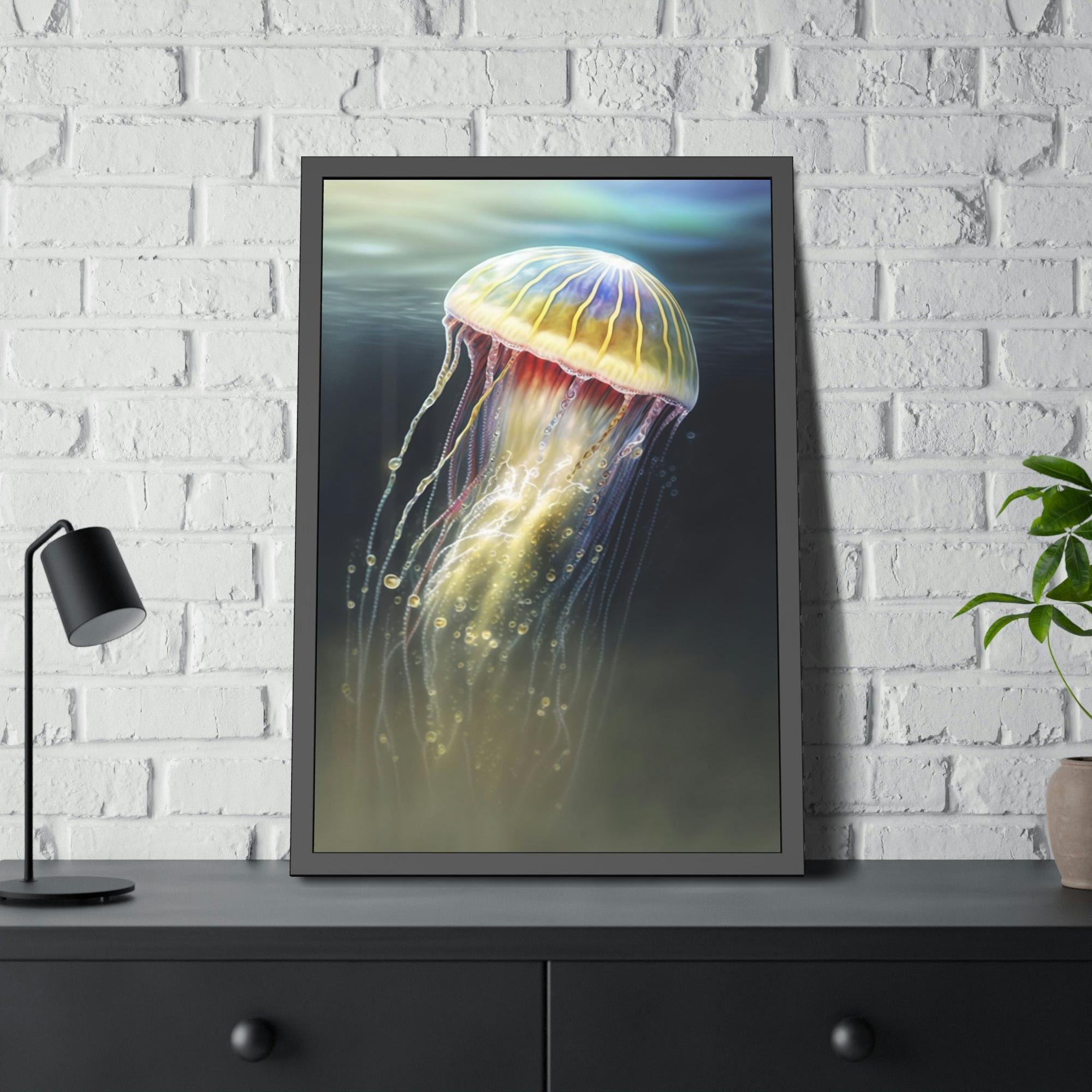 Jellyfishs Marine Artistry: Artistic Print on Canvas Featuring Jellyfishes in Motion