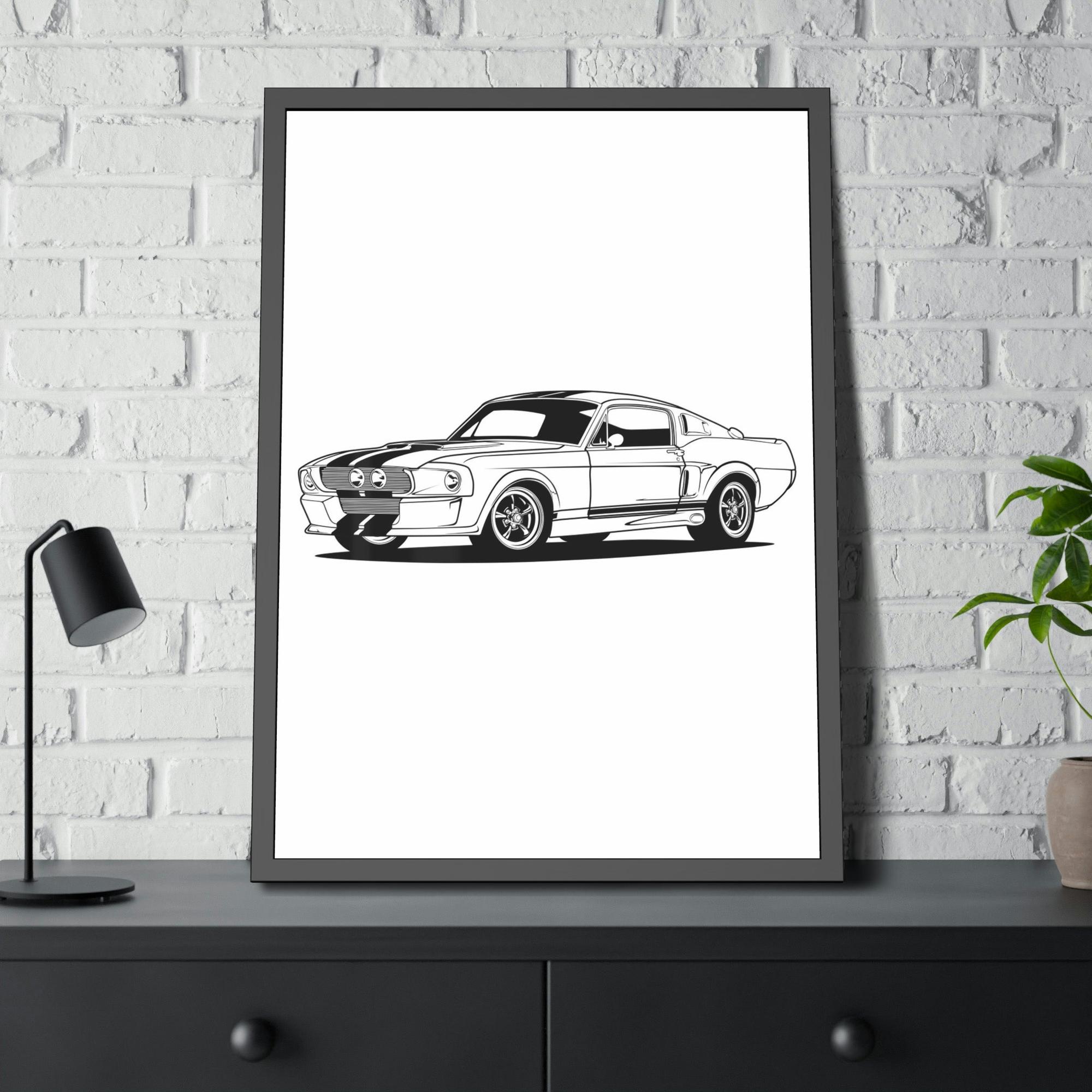 Mustang Thrill of the Ride: Framed Canvas Poster of a Mustang Sports Car for Automotive Art Connoisseurs