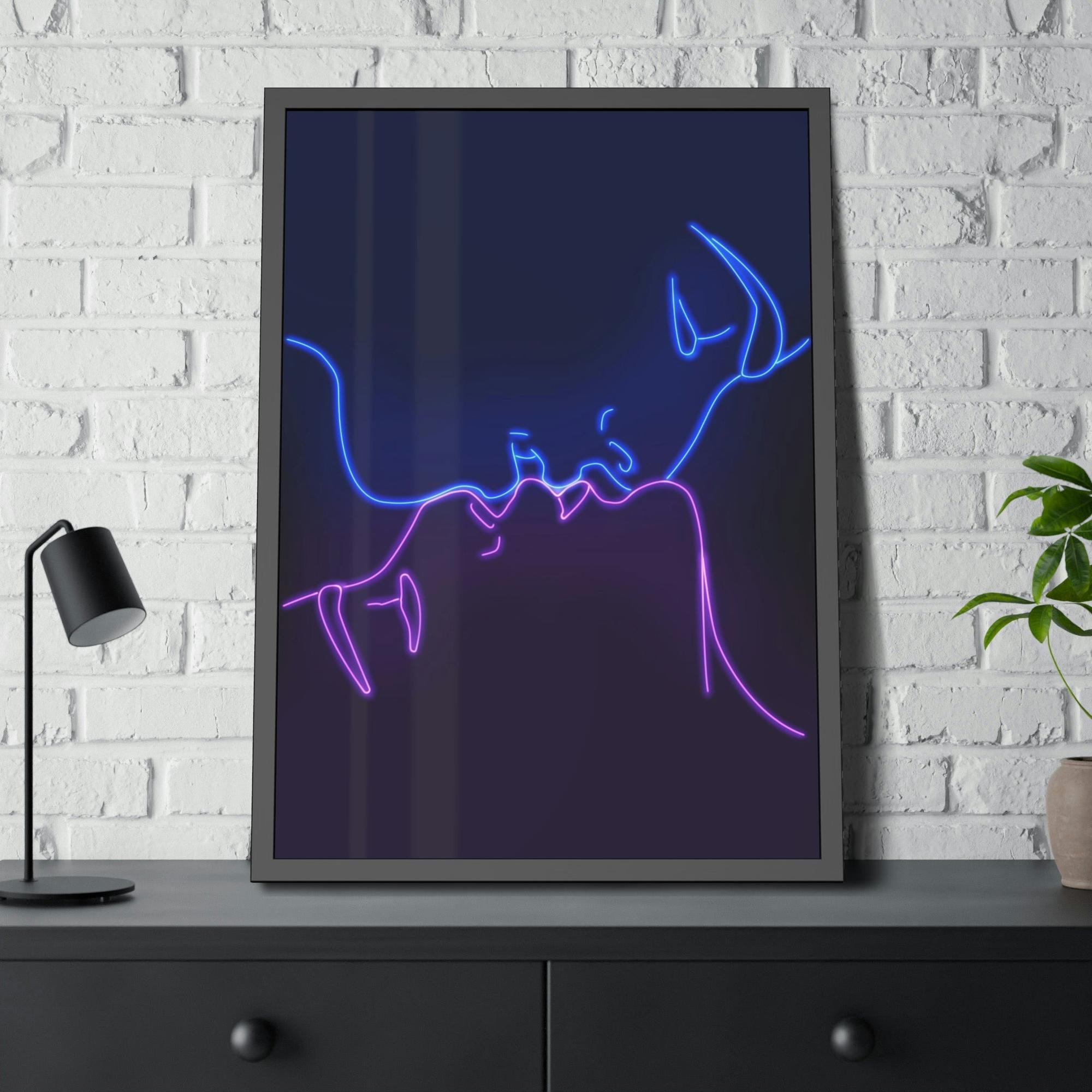 Neon Neon Splendor Unleashed: Radiant Wall Art on Natural Canvas and Framed Poster Prints