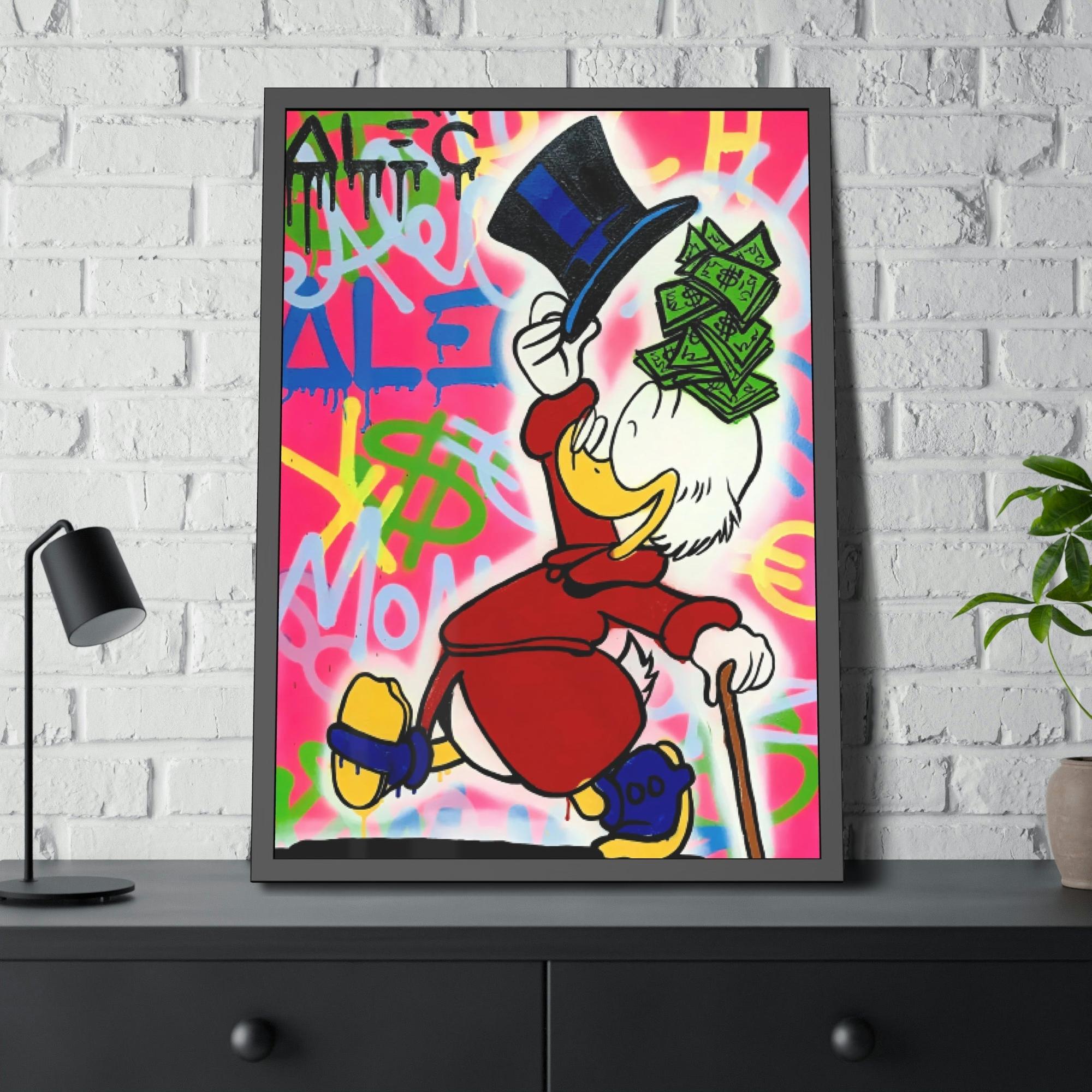 Monopoly & Motivation Street Art Duck: Alec Monopoly Inspired Canvas and Poster Print of Disney's Beloved Character