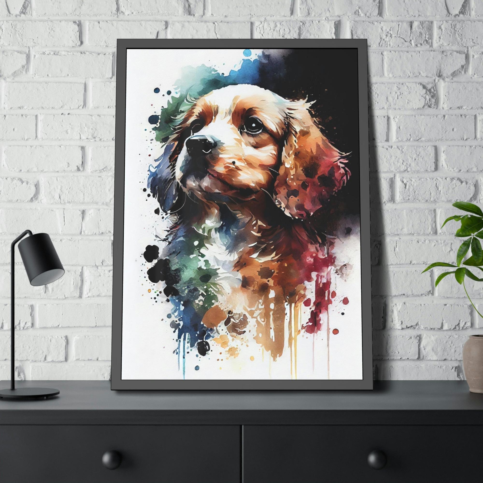 Dogs Framed Furry Friend: Print on Canvas of an Adorable Pup