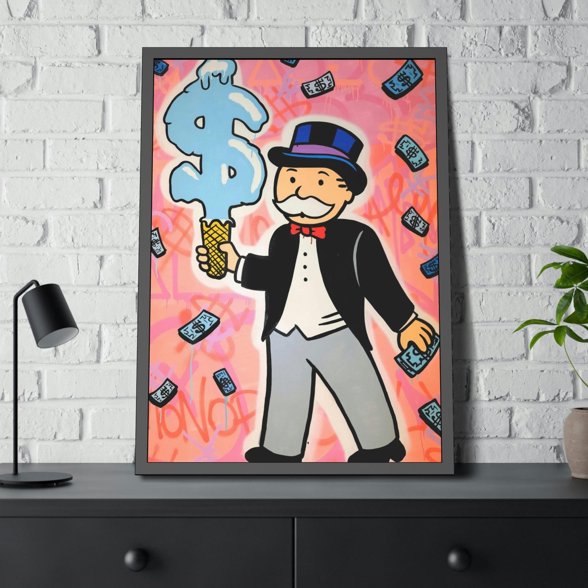 Monopoly & Motivation Money and Art Collide: Framed Canvas and Poster Print of Alec Monopoly's Iconic Work