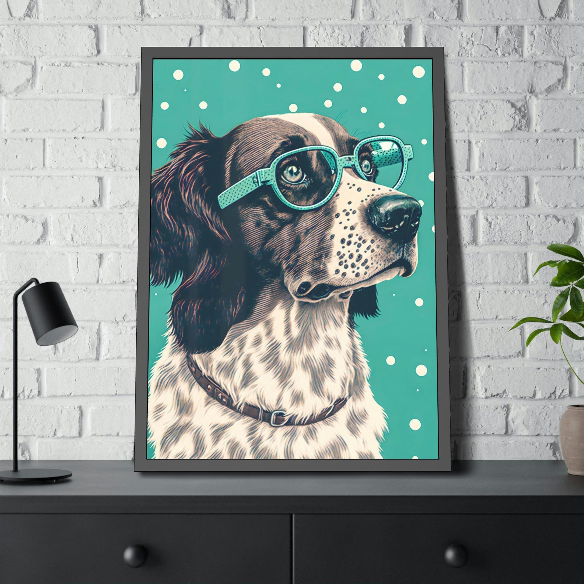 Dogs Playful Pooch: Print on Canvas of a Fun-Loving Dog on Framed Canvas