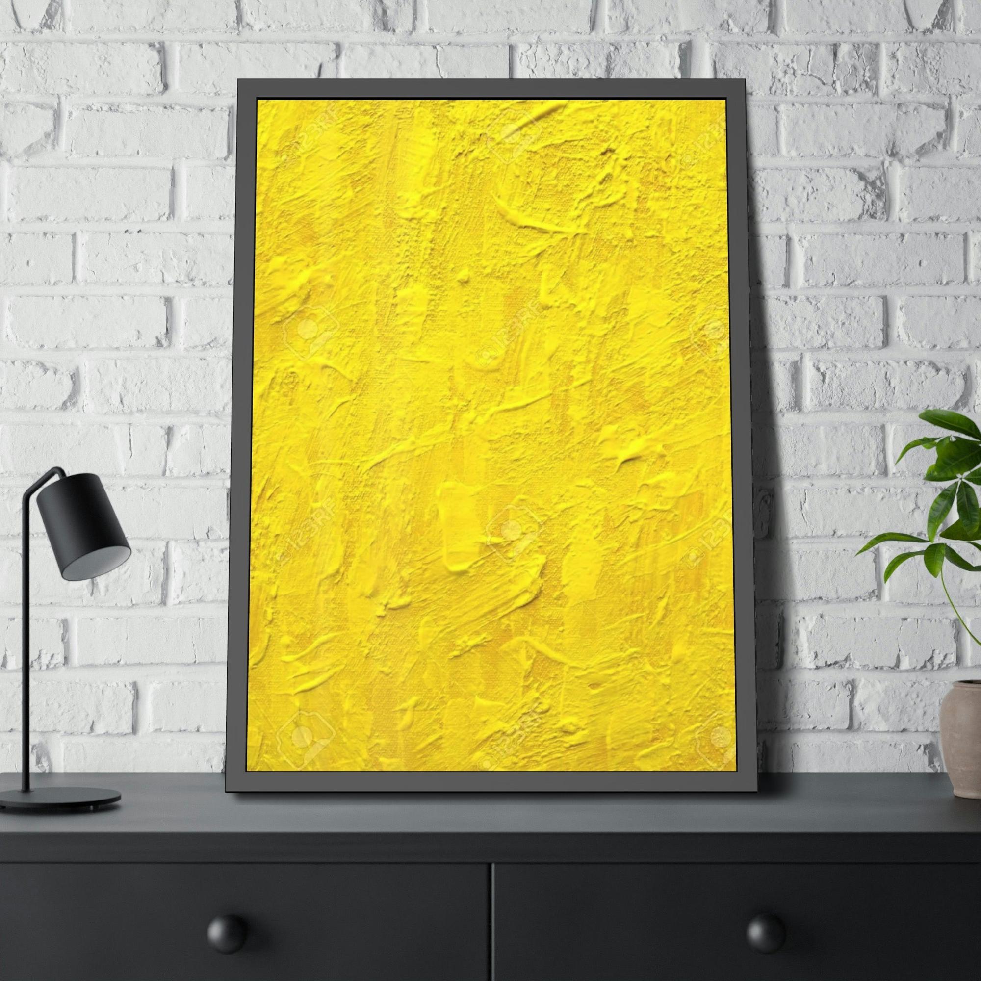 Yellow Relaxing and Serene Wall Art Print of a Yellow Color on Natural Canvas