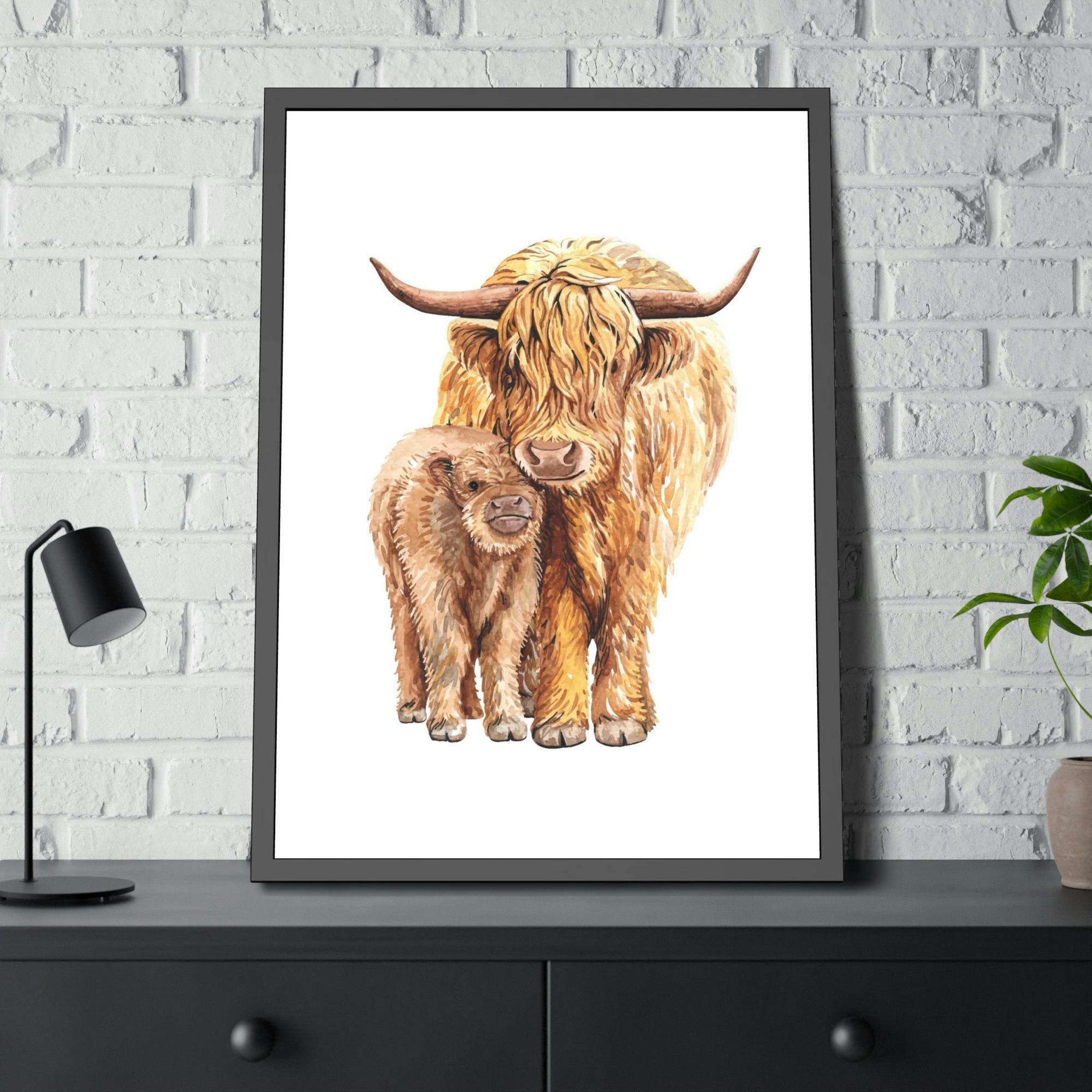 Cows Maternal Love: Heartwarming Wall Art Depicting a Cow Mother and Calf