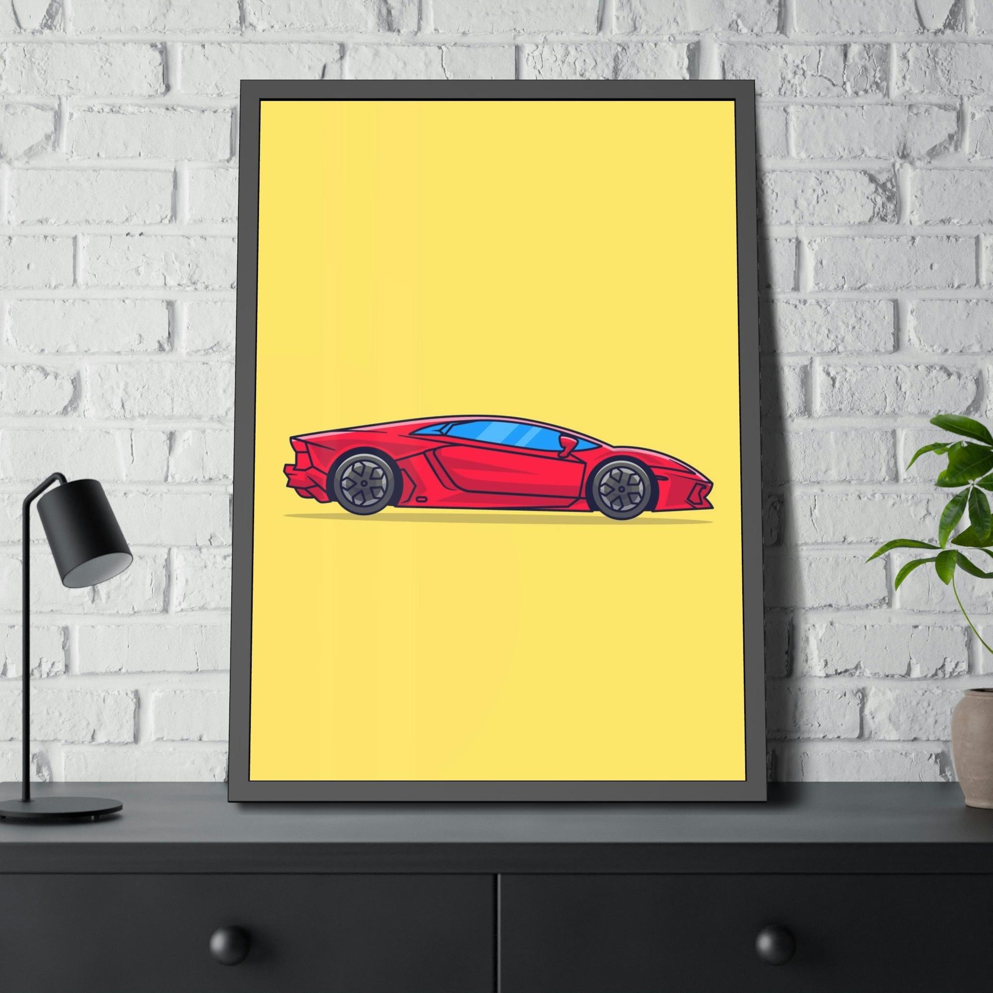 Lamborghini Vibrant Velocity: Red Lamborghini Canvas & Poster Print for Art Enthusiasts
