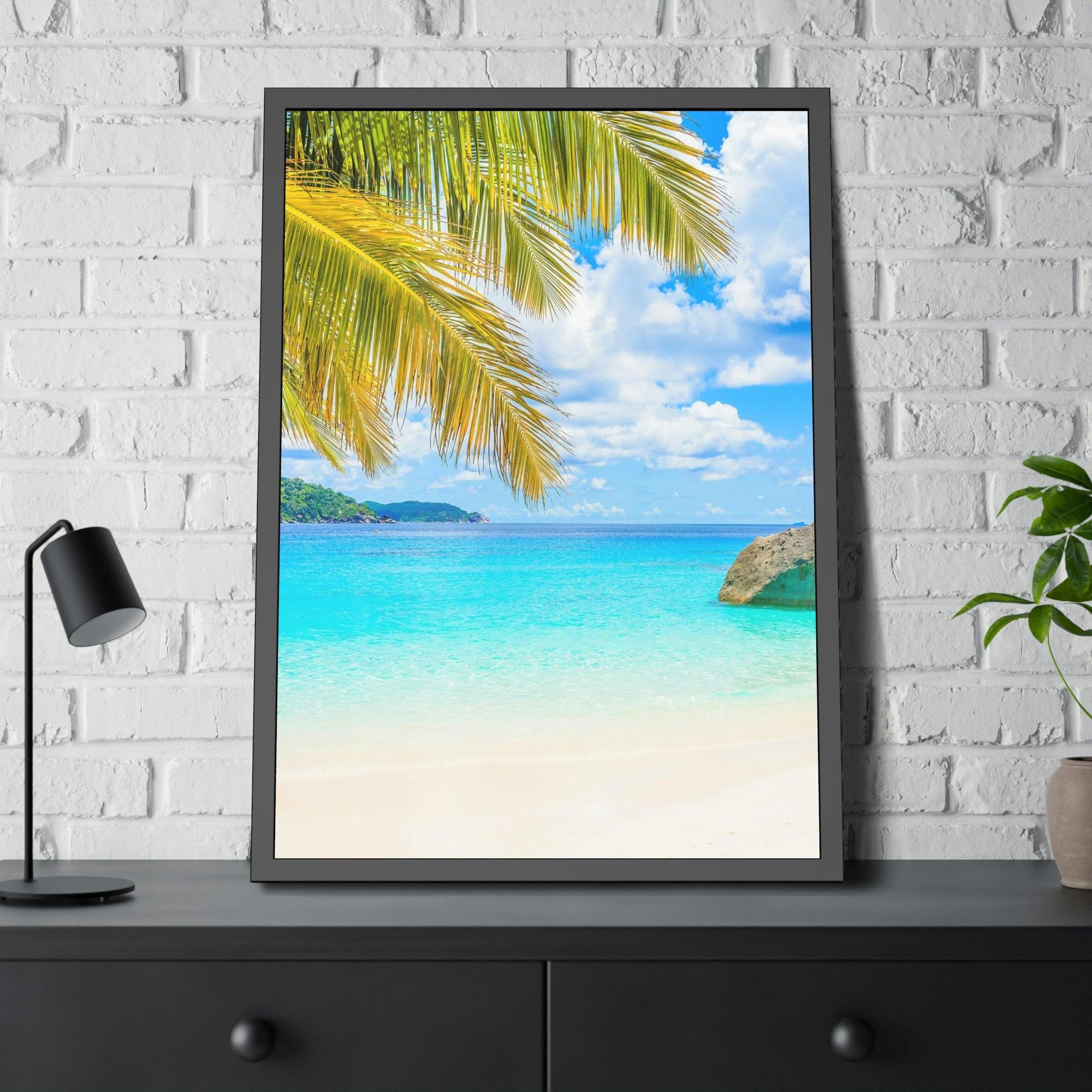 Island Beach Seaside Splendor: Canvas Art of a Tranquil Island Beach Destination