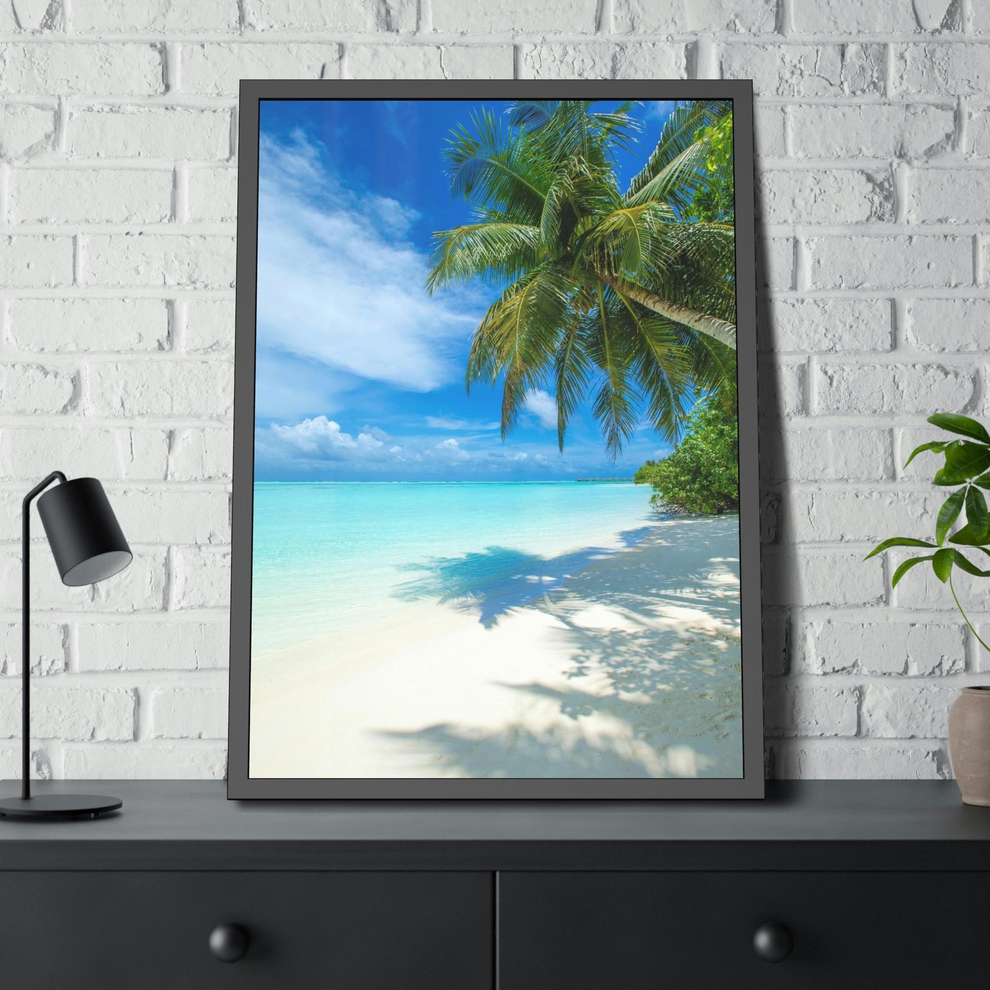 Island Beach Oceanic Dream: Wall Art of a Stunning Island Beach Scene on a Natural Canvas