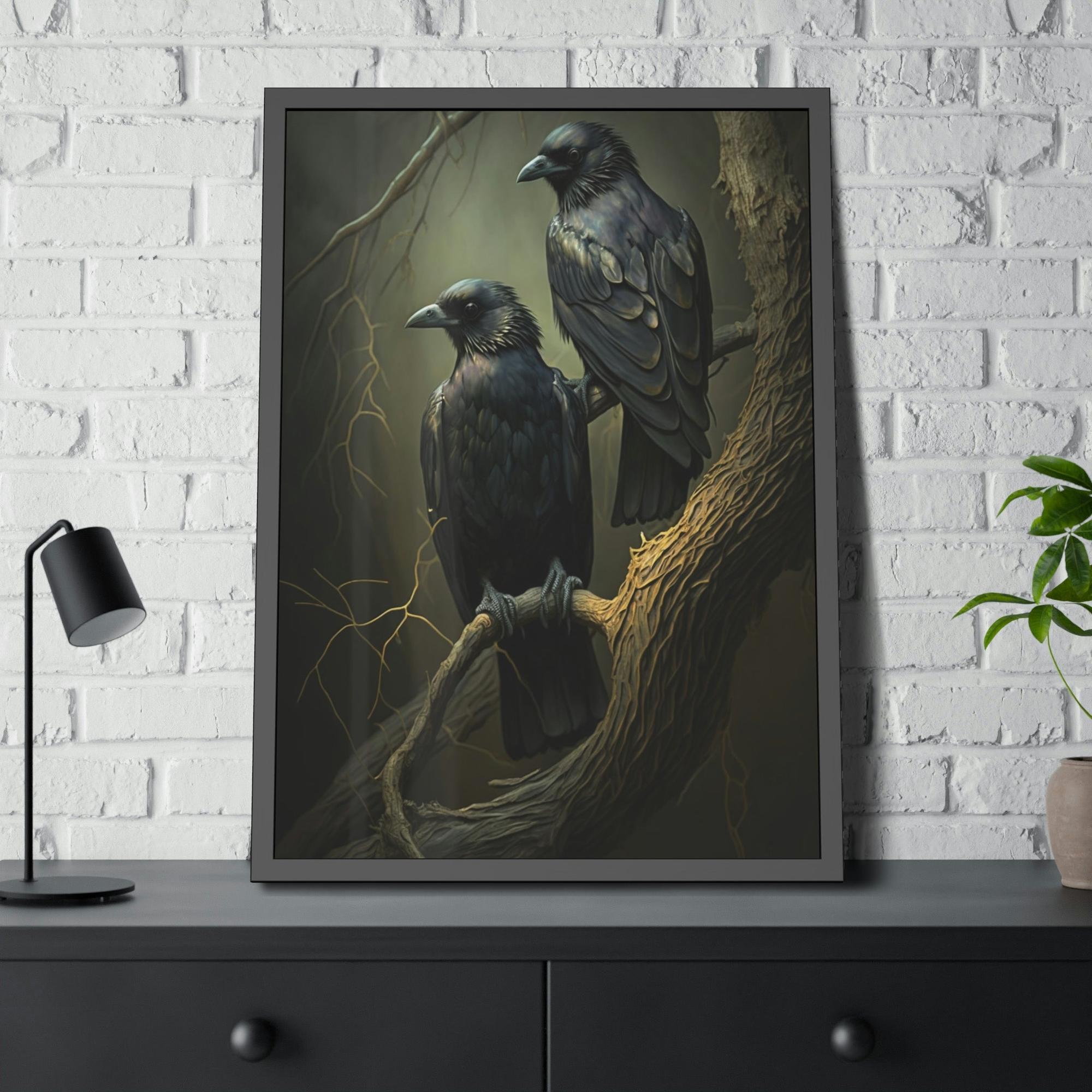 Ravens Guardians of the Night: Ravens Perched on a Branch