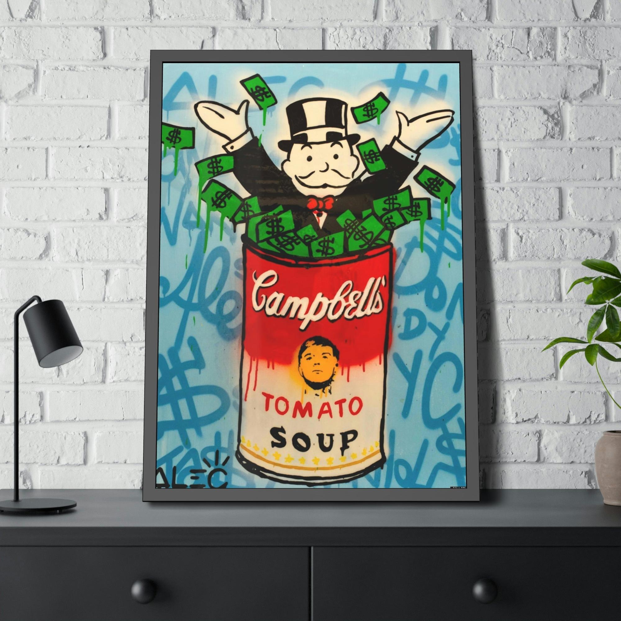 Monopoly & Motivation Money Talks in Alec Monopoly's Canvas Painting: Wall Art and Poster for Finance Enthusiasts