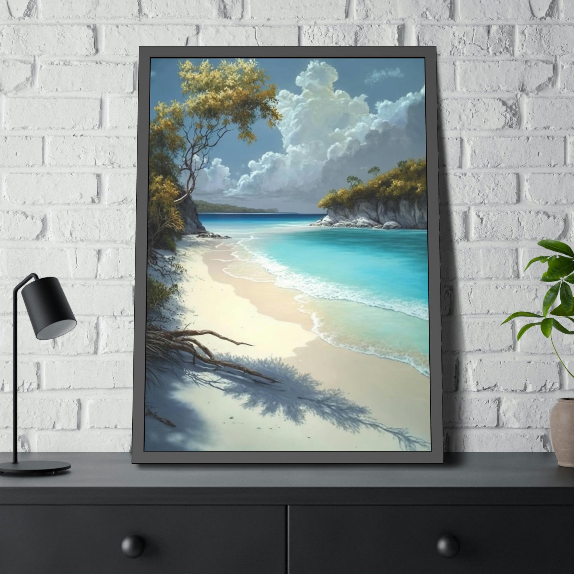 Caribbean Beach Sun-Kissed Sands: Caribbean Beach Framed Posters and Wall Decor