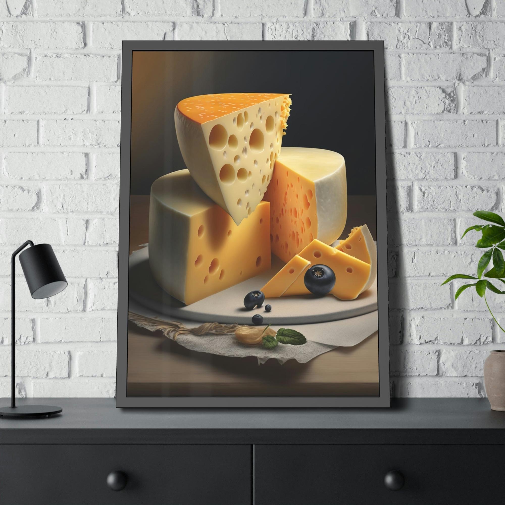 Cheese The Cheesy Charm: Framed Canvas and Poster Featuring Delicious Cheeses