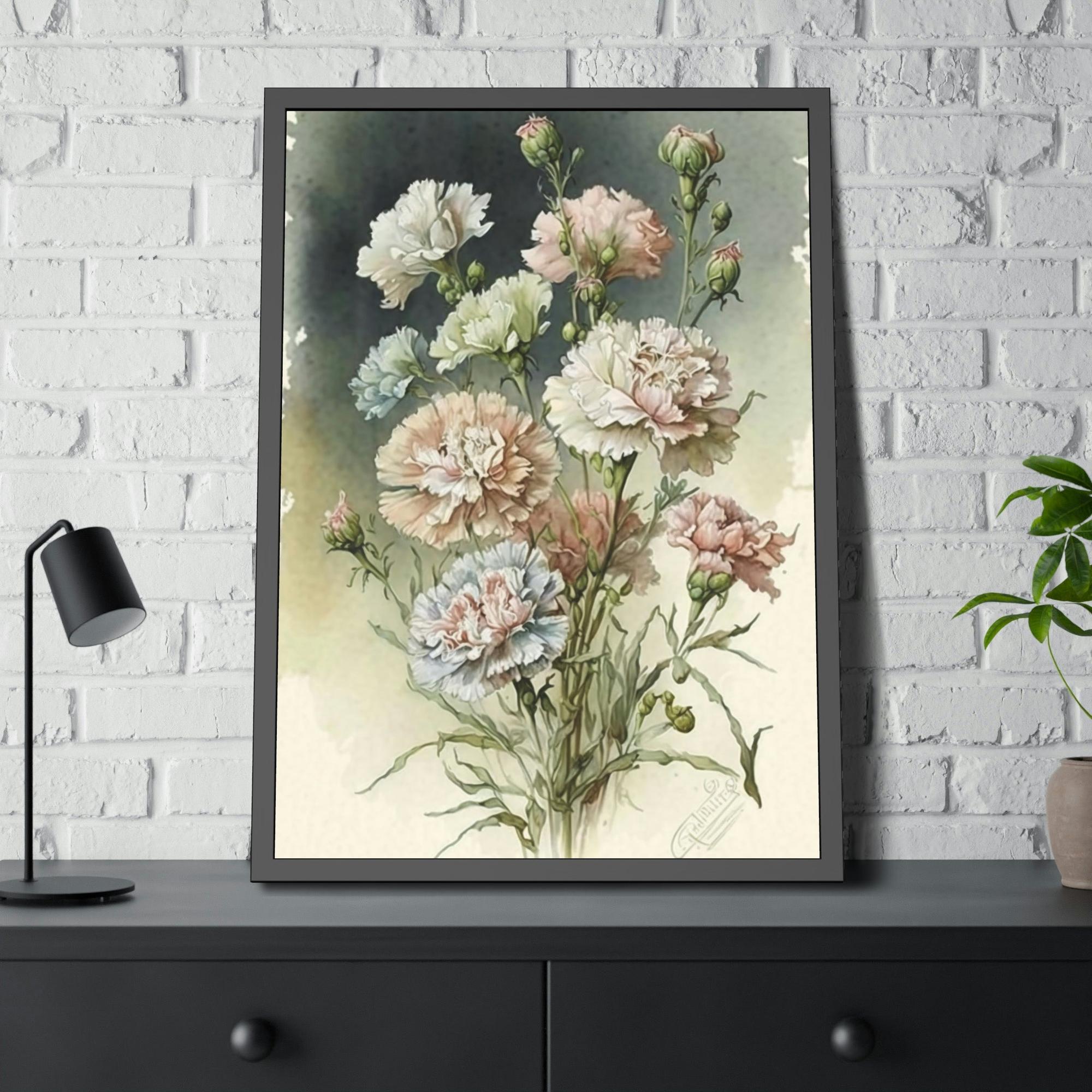 Caribbean Beach Floral Delight: Natural Canvas and Art Prints of Carnations for Home Decor
