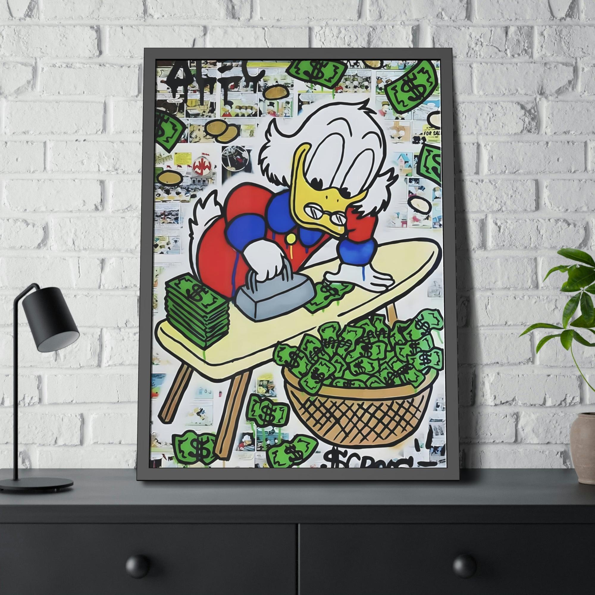 Monopoly & Motivation The Money Duck: Wall Art Prints of a Duck in Alec Monopoly's Iconic Money-Themed Graffiti Style on Framed Canvas