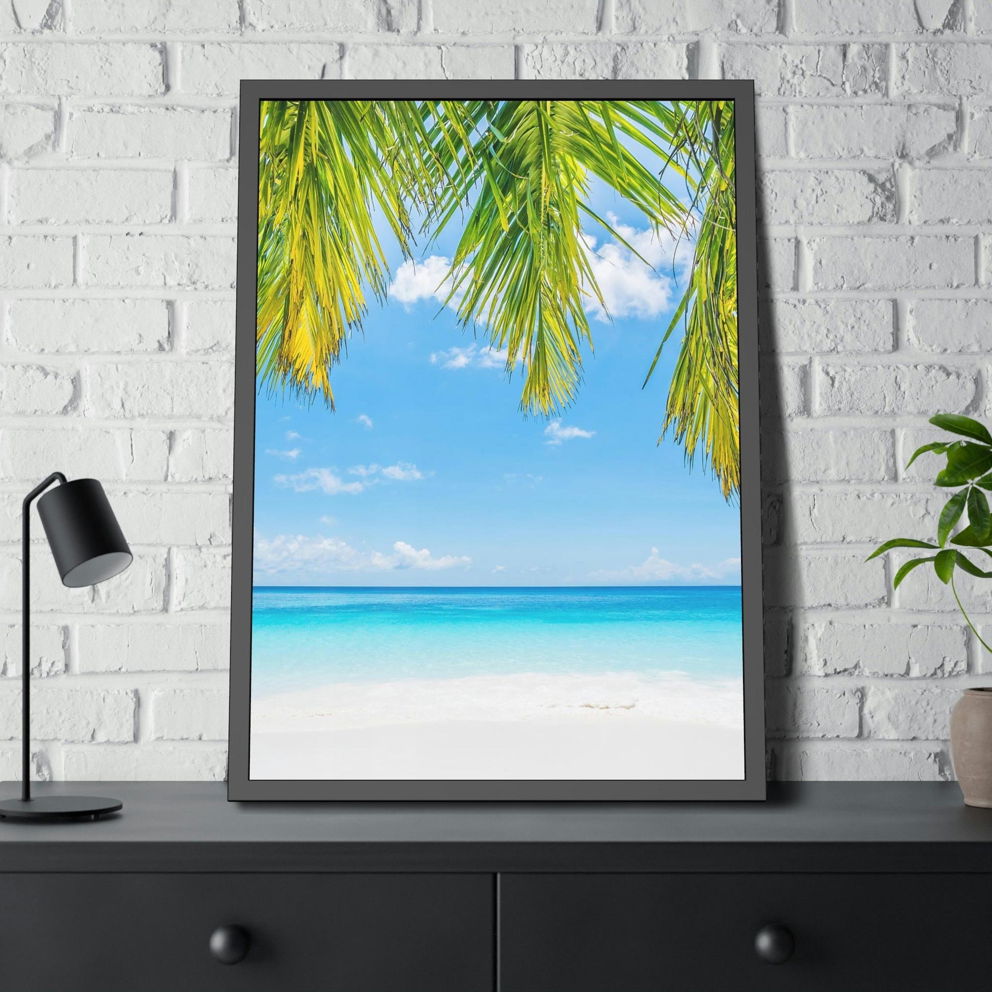 Island Beach Beach Bliss: Wall Art of a Relaxing Island Beach on a Framed Canvas & Poster