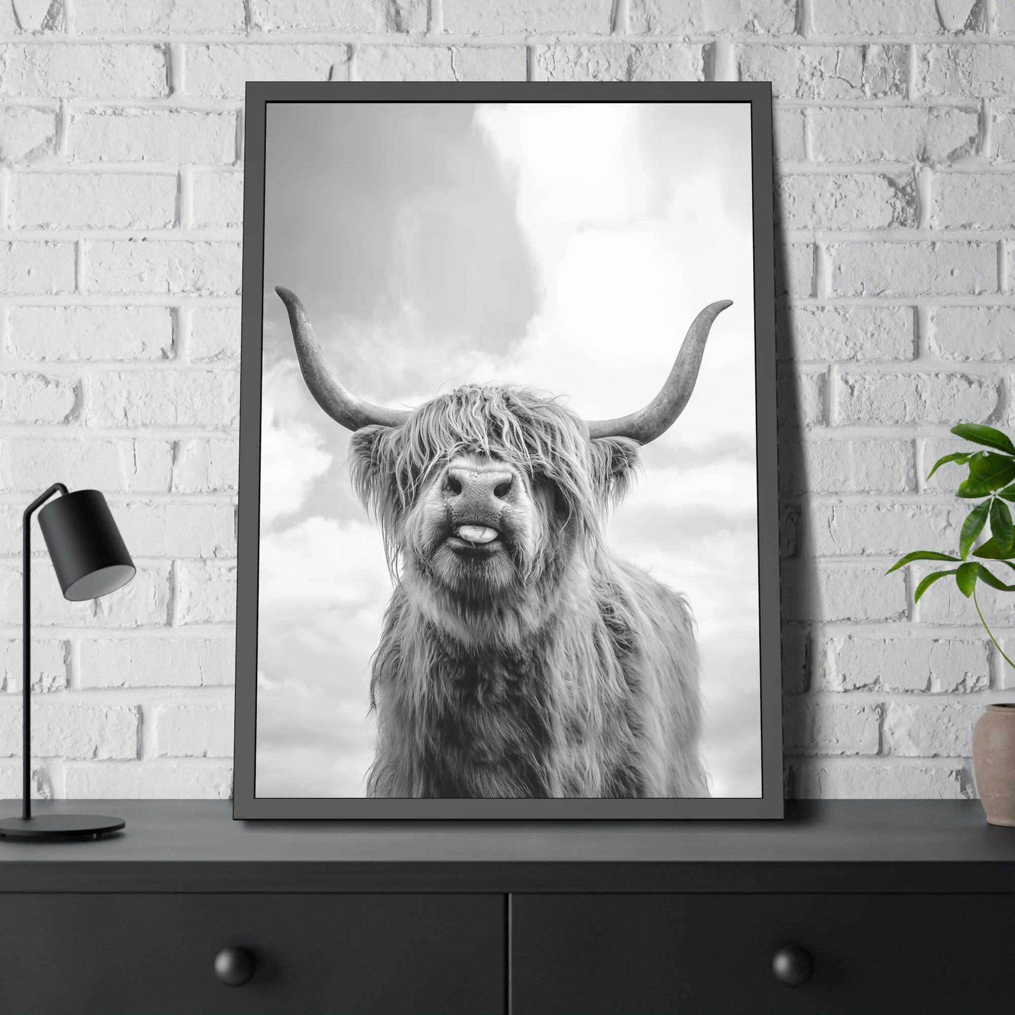 Highland Cow Highland Cow | Wooly Cattle | Black-White Art — Pixoram