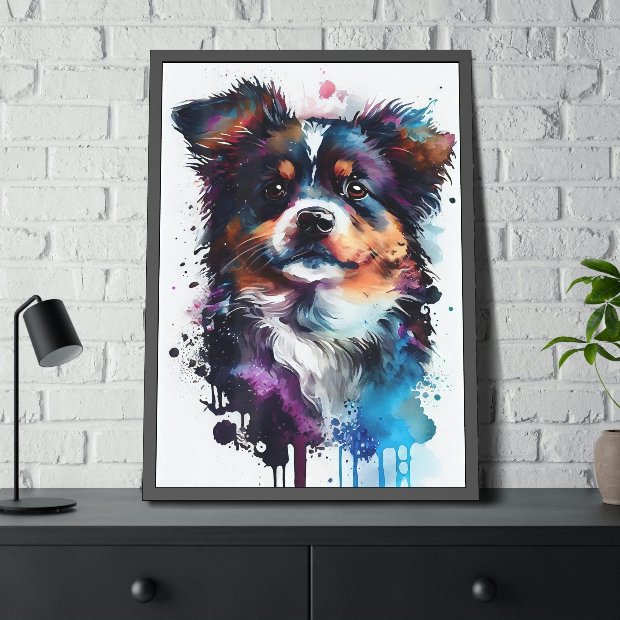 Dogs Dog's Life: Framed Poster of a Happy Pup on Canvas
