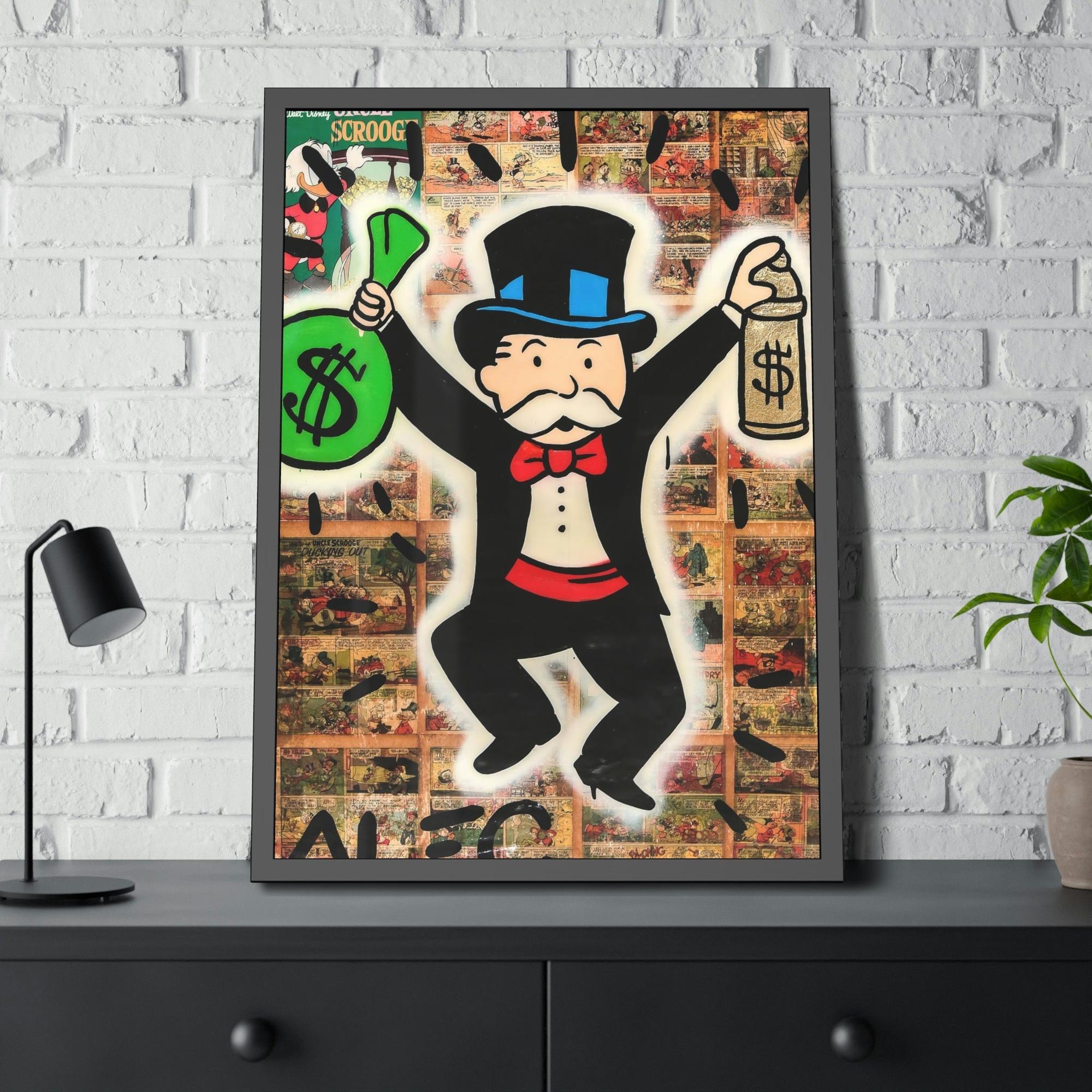 Monopoly & Motivation Money Talks: Framed Canvas and Poster Print of Alec Monopoly Art