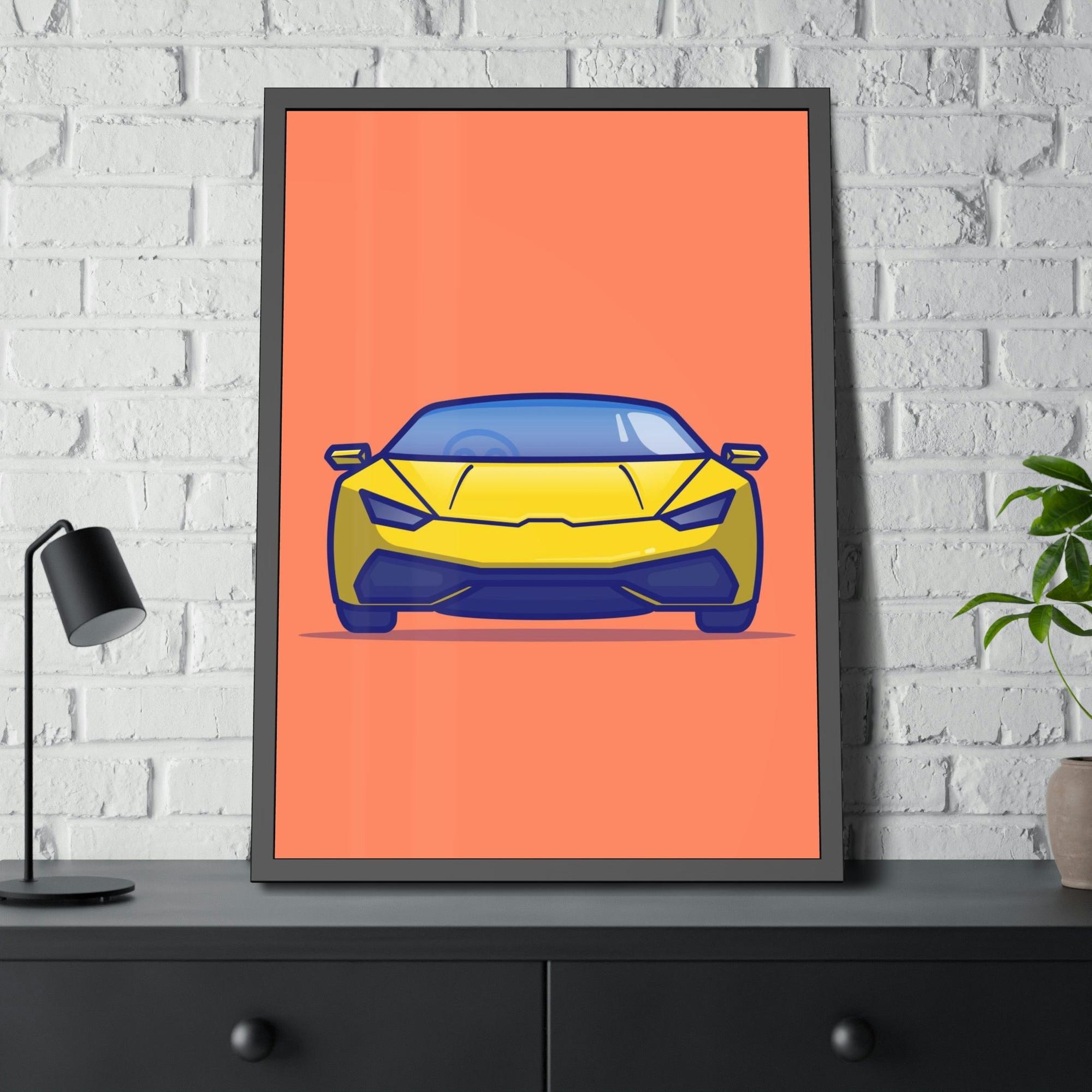 Lamborghini Luminous Speed: Yellow Lamborghini Wall Art on Framed Canvas & Poster