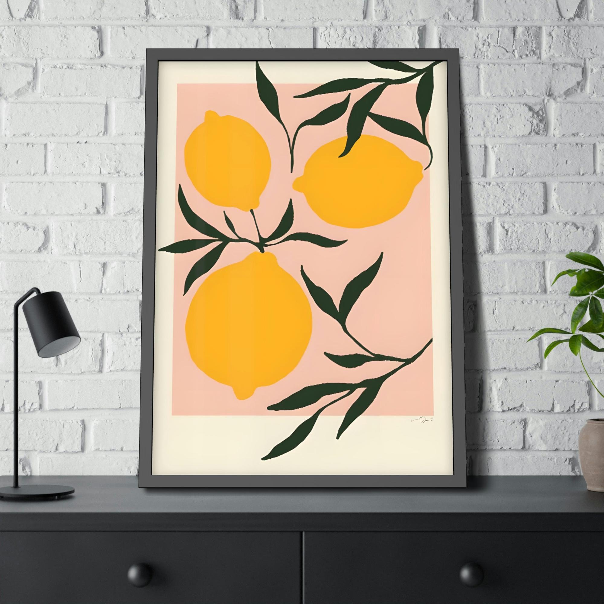 Yellow Refreshing and Vibrant Framed Poster and Canvas Print of Yellow Lemons