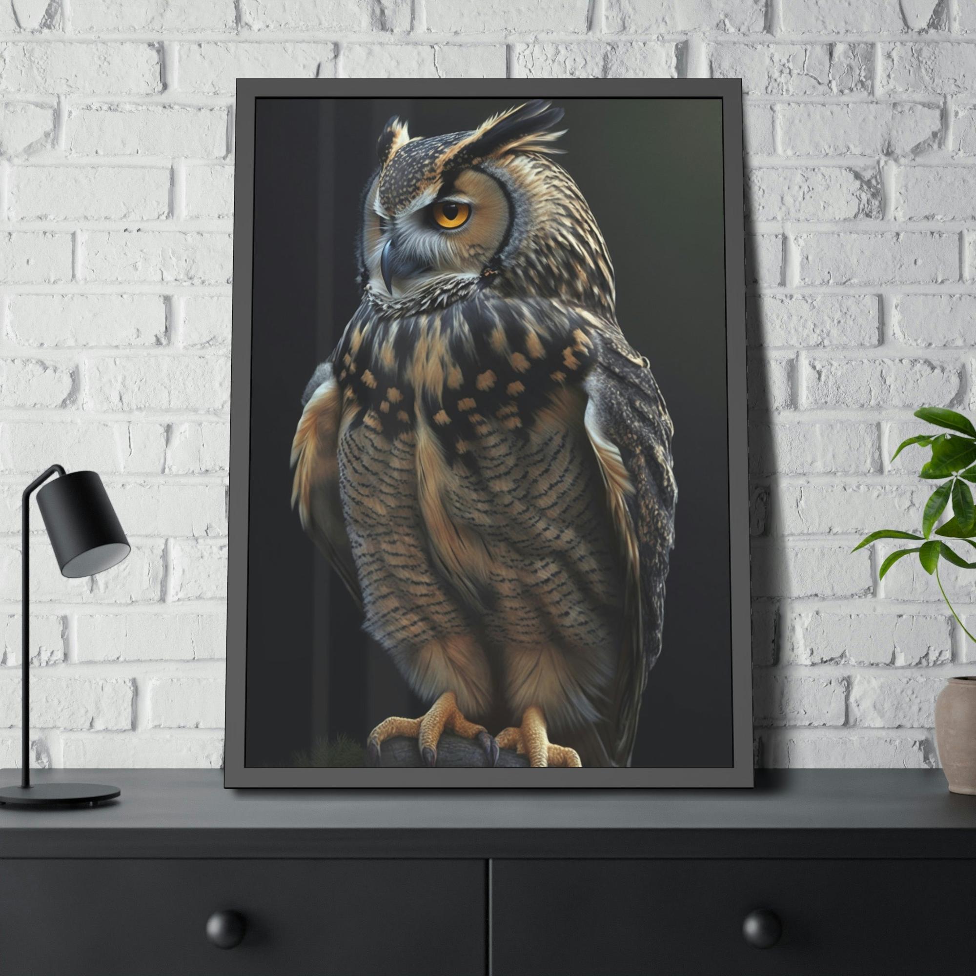 Owls Majestic Hunter: An Artistic Depiction of an Owl on Canvas