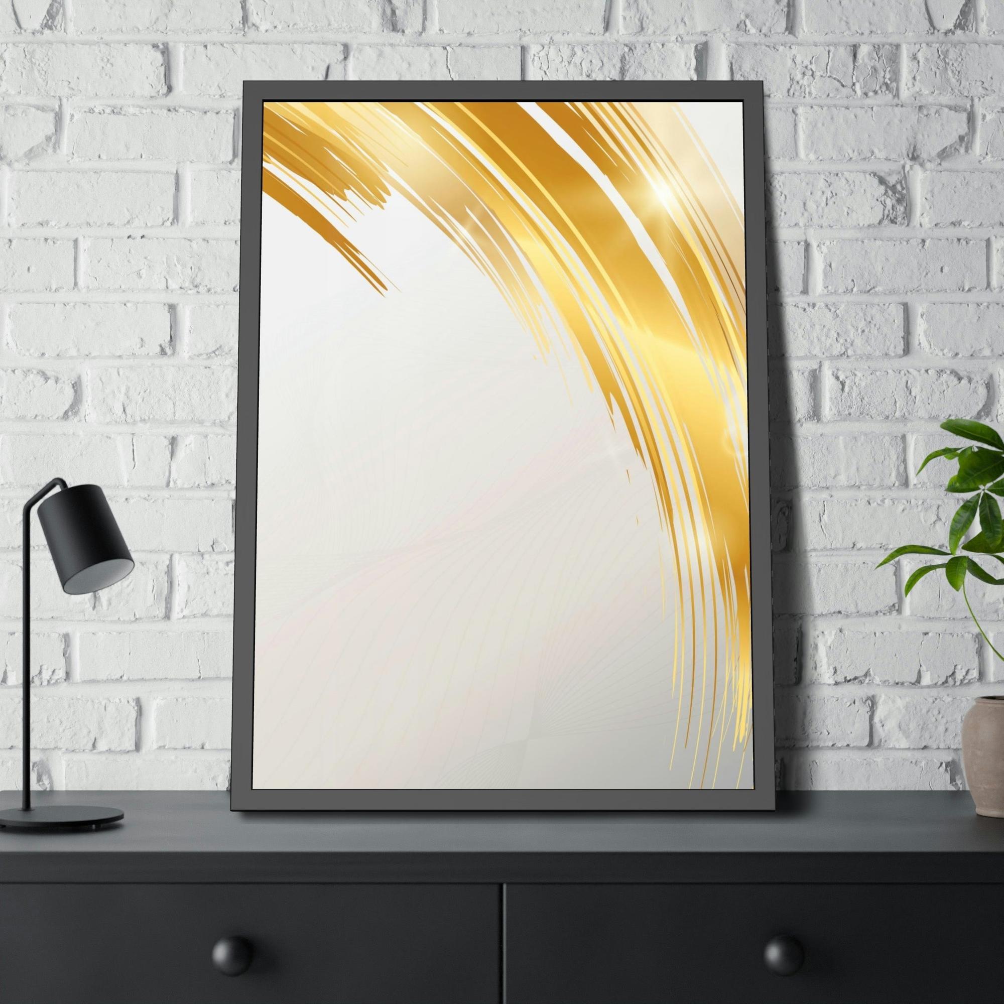 Gold Abstract Art Gilded Elegance: Gold Abstract Art on Natural Canvas & Poster