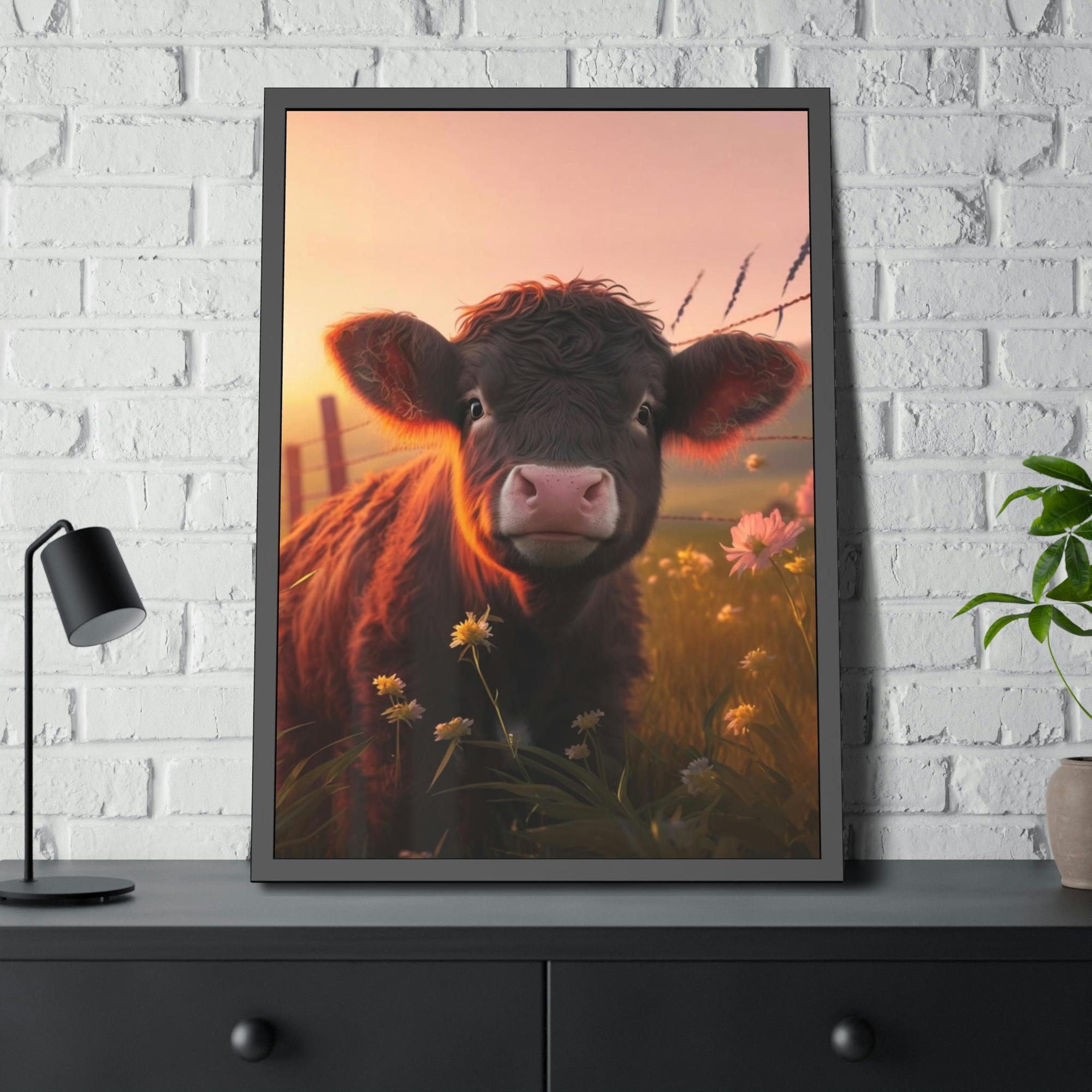 Cows Serene Bovine Beauty: Framed Poster Wall Art Featuring a Stunning Cow Portrait