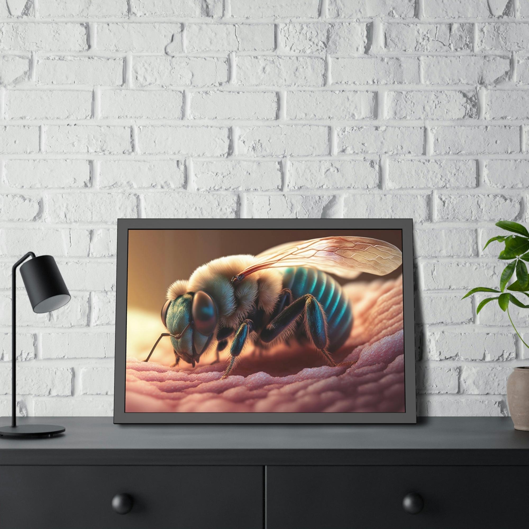 Bees The Art of Pollination: A Print on Canvas & Poster of a Bee and a Flower in Harmony