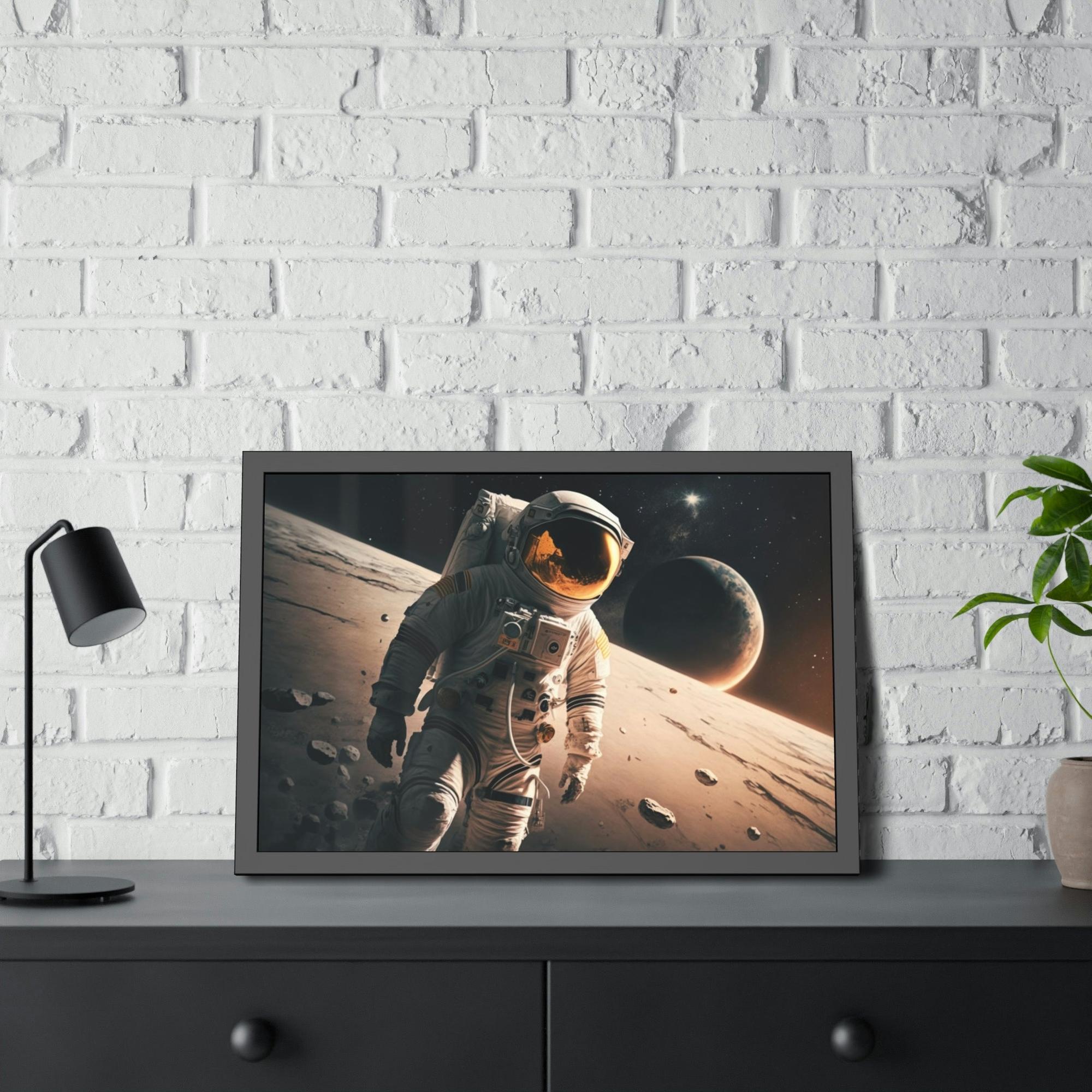Astronauts Journey to the Stars: Astronauts on Natural Canvas and Framed Poster