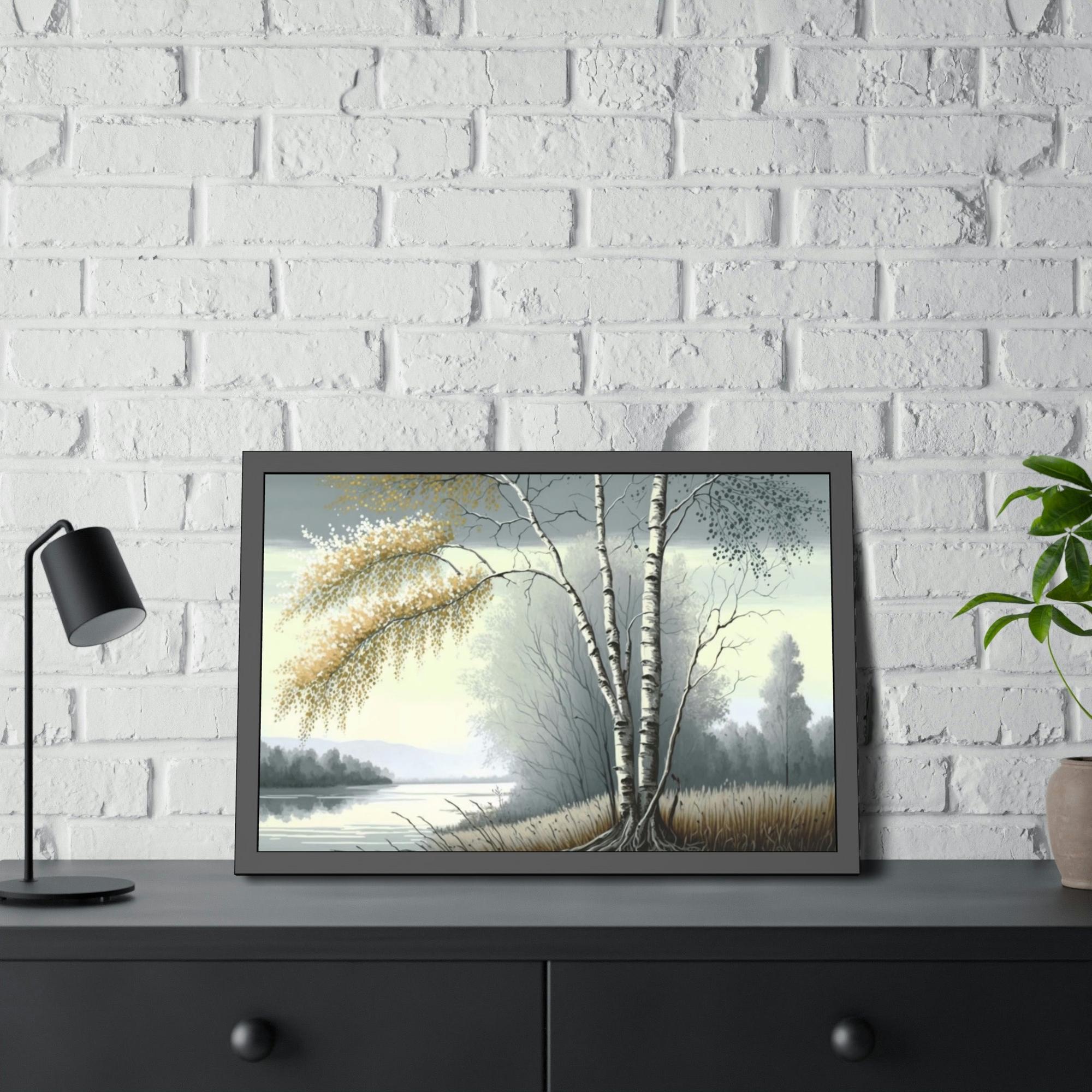 Birch Trees Whispering Woods: Rustic Framed Canvas & Poster Print of a Birch Tree Forest