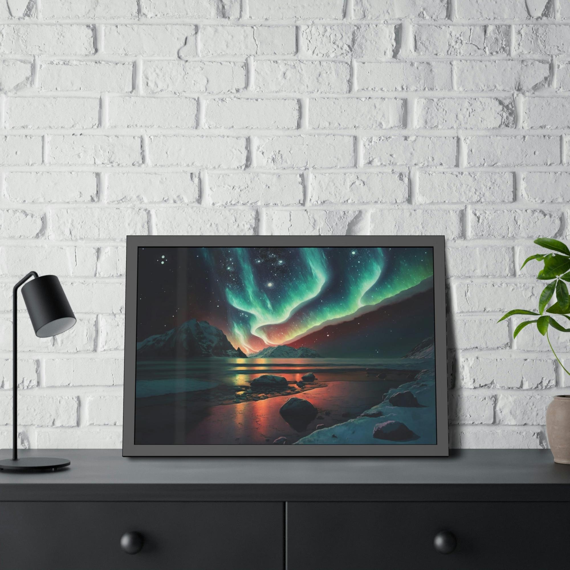 Aurora Borealis Northern Lights Dance: Stunning Aurora Borealis Wall Art on Natural Canvas