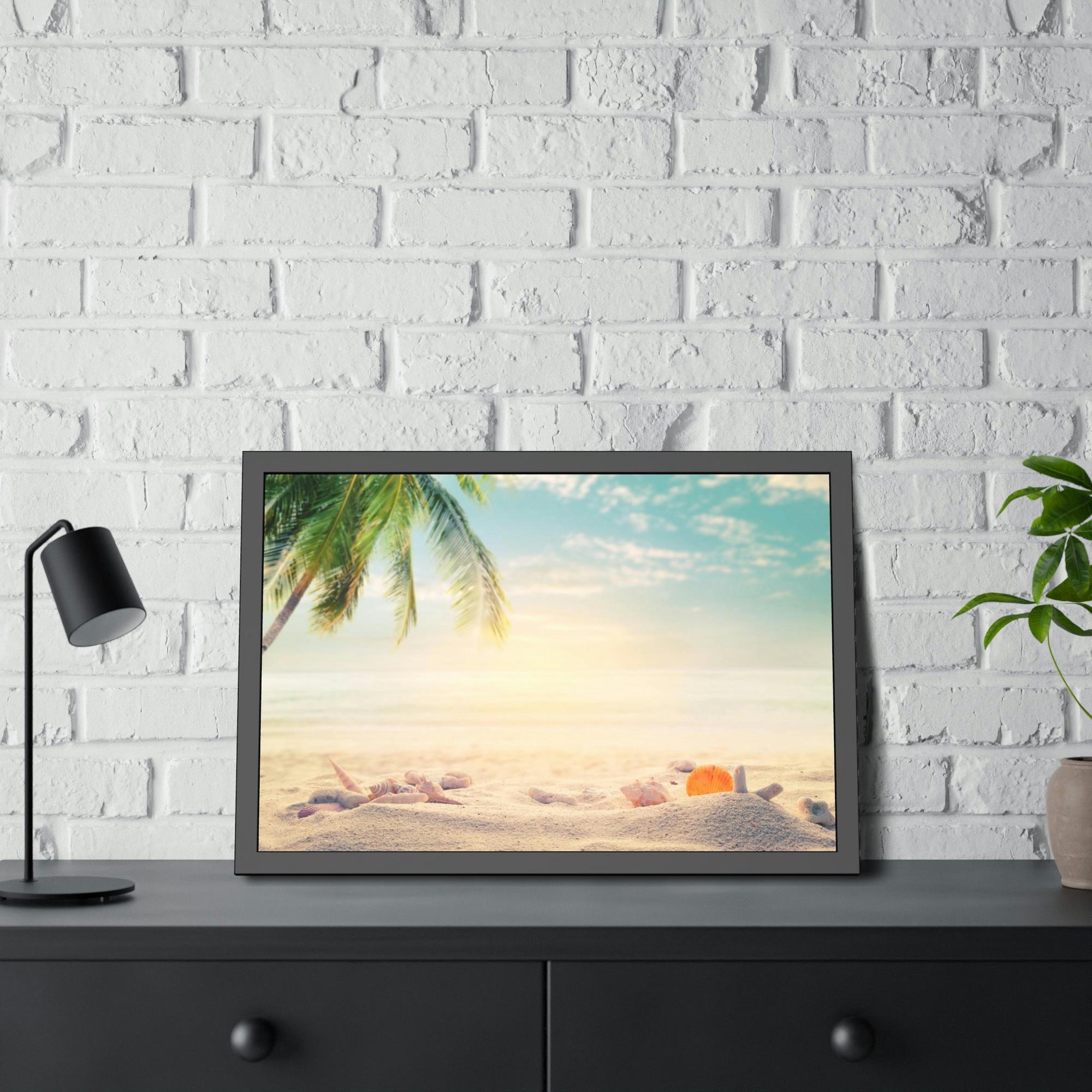 Beaches Seascape Tranquility: Coastal Framed Poster & Canvas of a Calm Beach View