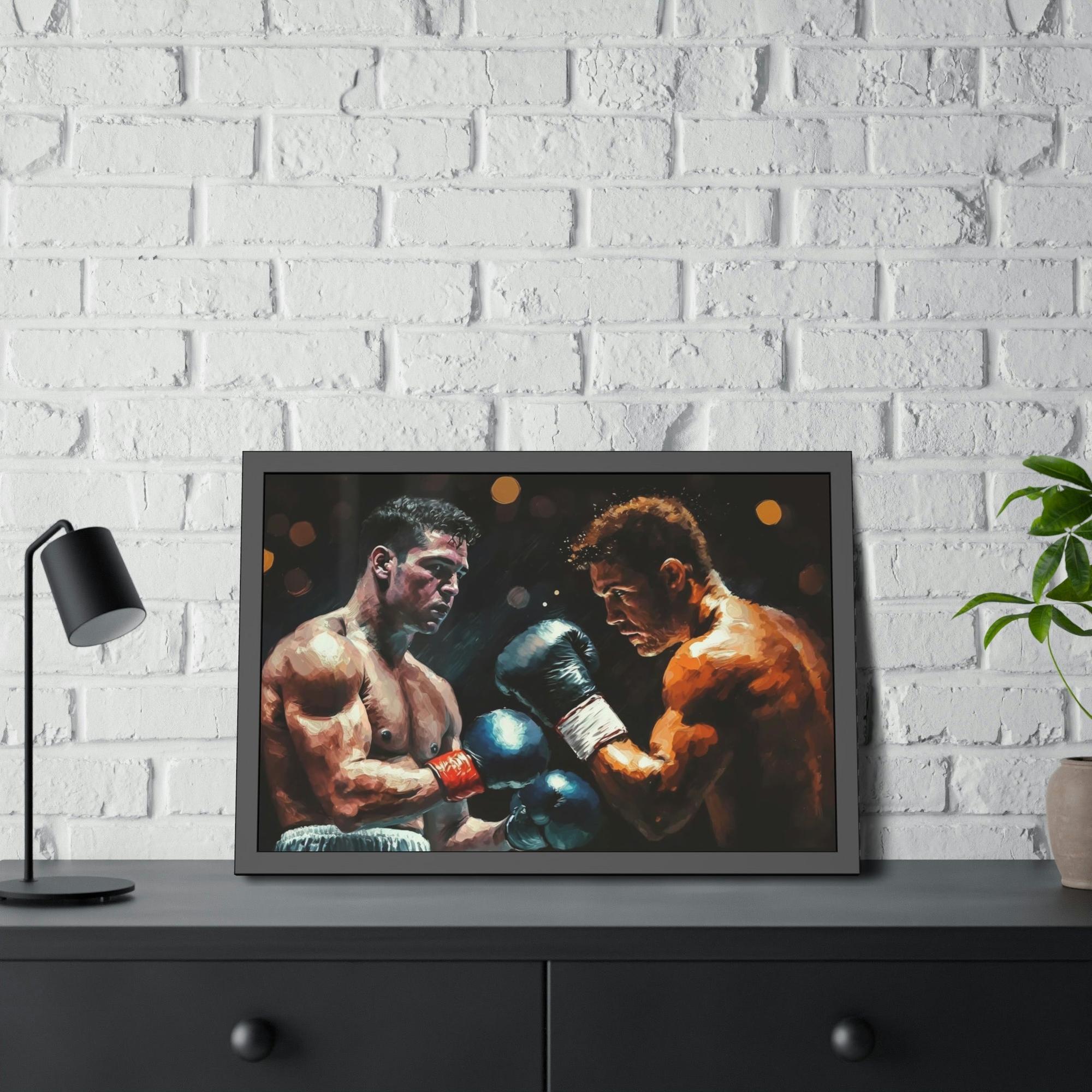 Boxing Boxing Power: Framed Canvas and Print with Powerful Boxing Art