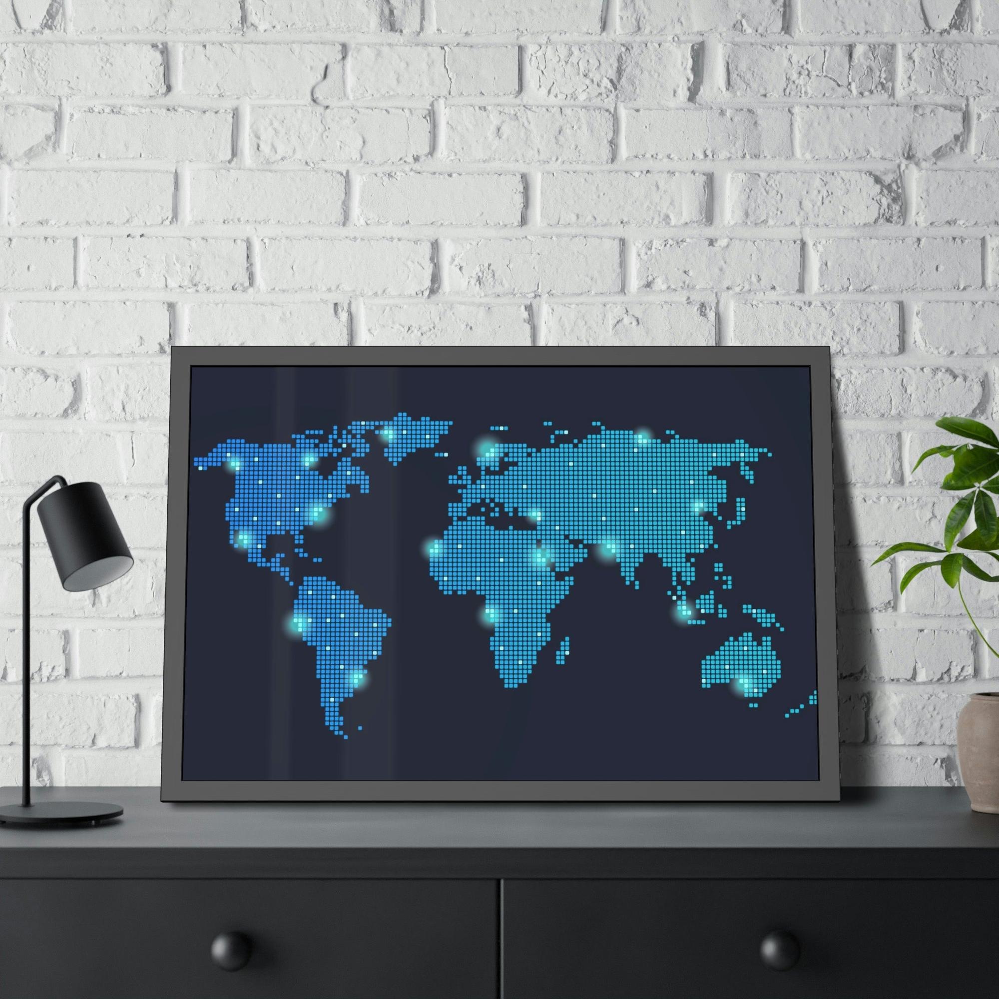 Maps The World in Color: Framed Canvas of Colorful Political Maps